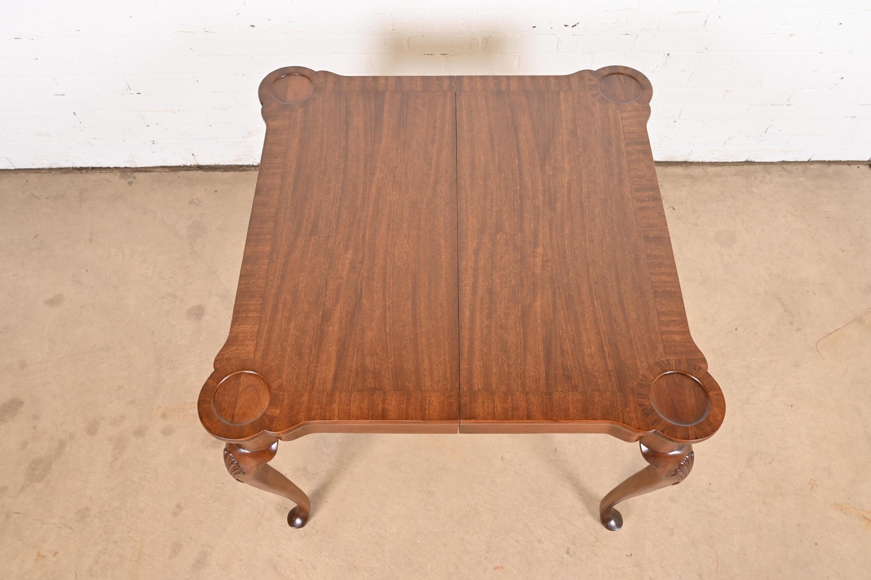 Henredon Queen Anne Carved Mahogany Breakfast Table or Game Table, Refinished For Sale 1