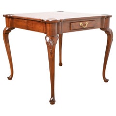 Henredon Queen Anne Carved Mahogany Breakfast Table or Game Table, Refinished