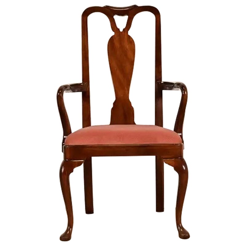 Henredon Queen Anne Solid Mahogany Armchair or Dining Captain Chair