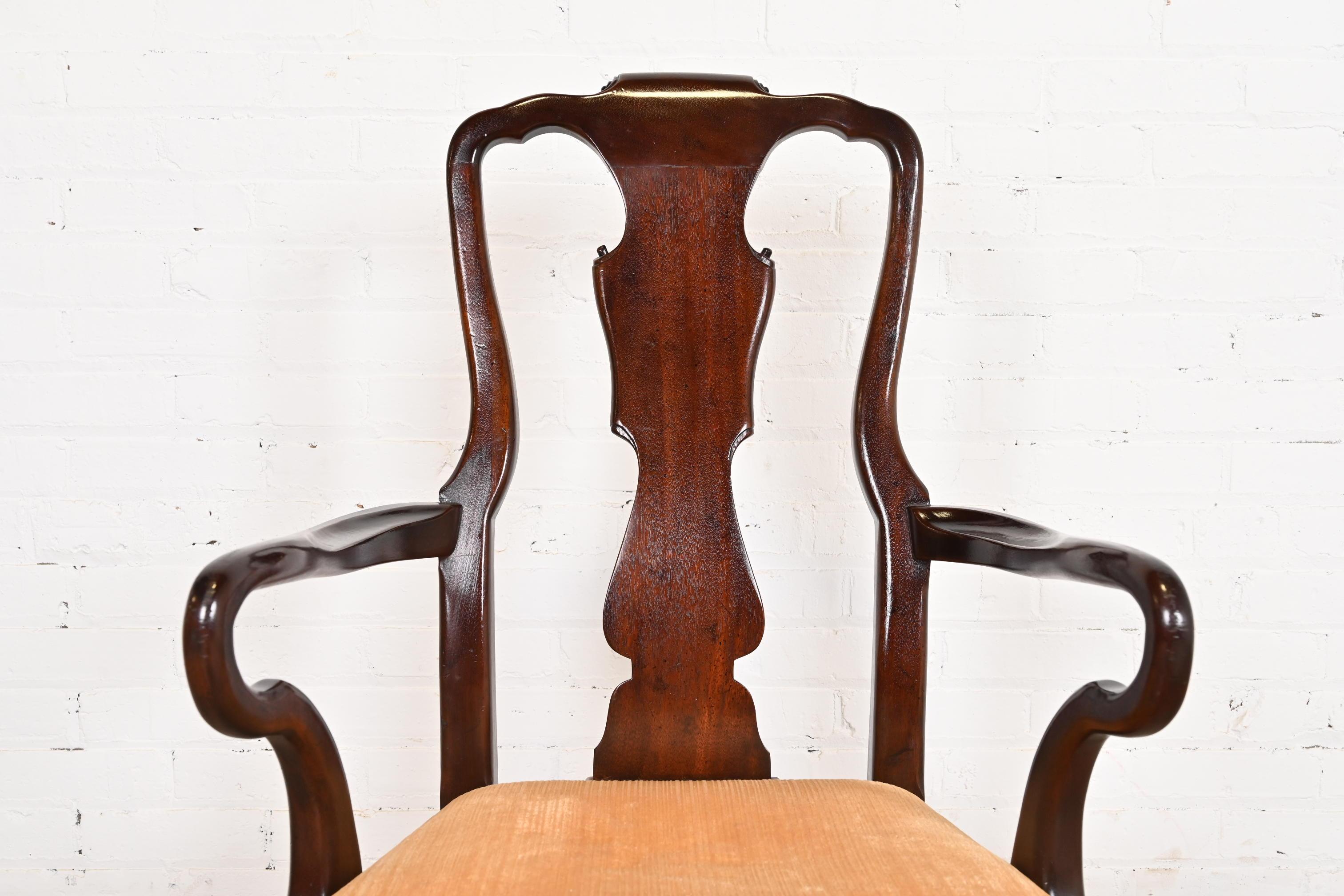 Henredon Queen Anne Solid Mahogany Dining Chairs, Set of Ten 7