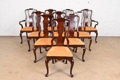 Henredon Queen Anne Solid Mahogany Dining Chairs, Set of Ten