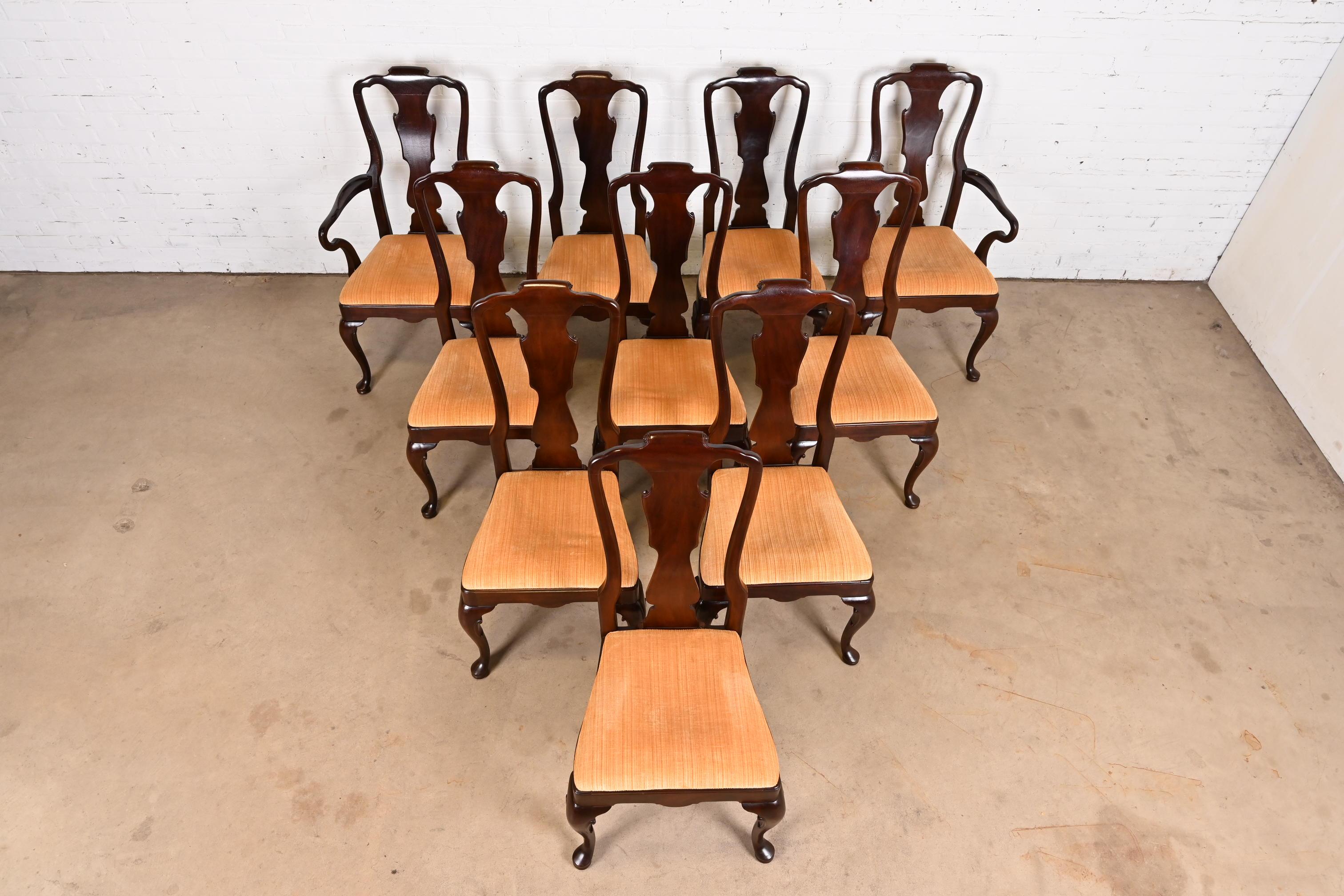 Henredon Queen Anne Solid Mahogany Dining Chairs, Set of Ten 1