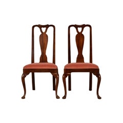 Henredon Queen Anne Solid Mahogany Side Chairs or Dining Chairs, Pair