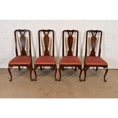 Henredon Queen Anne Solid Mahogany Side Chairs or Dining Chairs, Set of Four