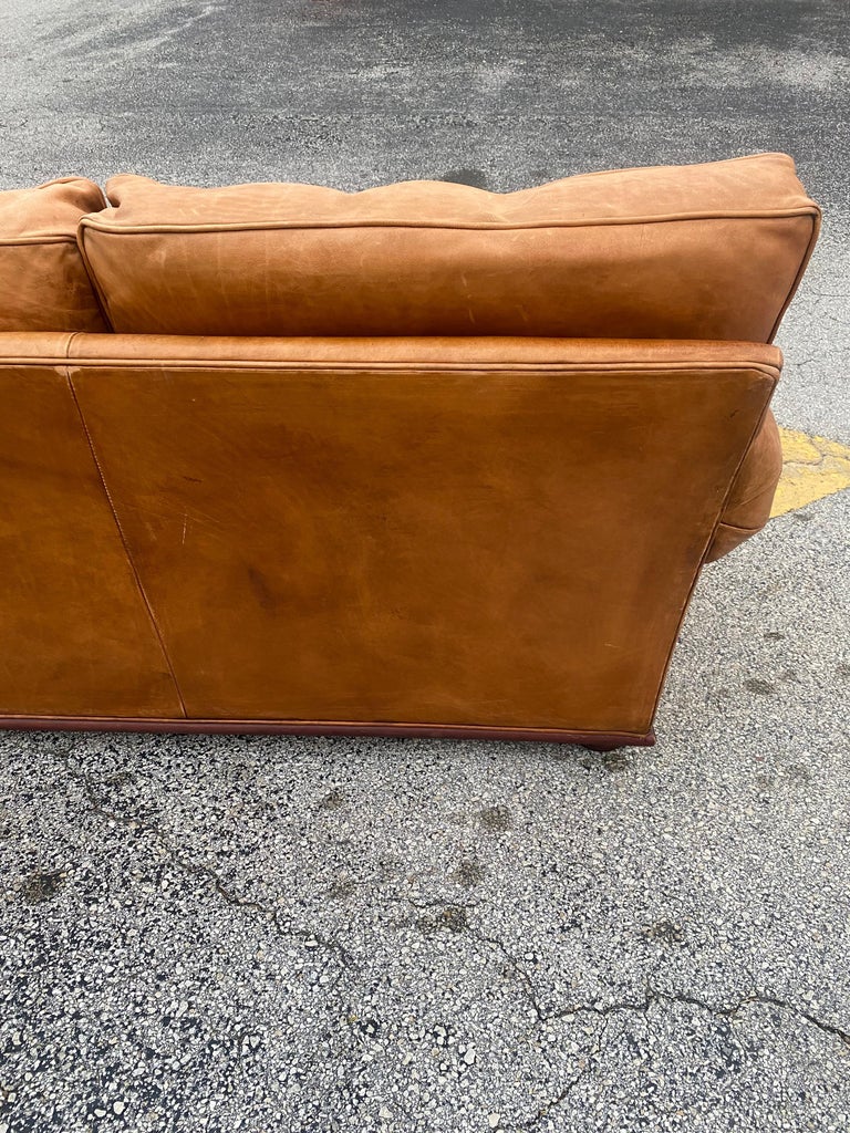 Henredon Ralph Lauren Saddle Leather Sofa For Sale at 1stDibs