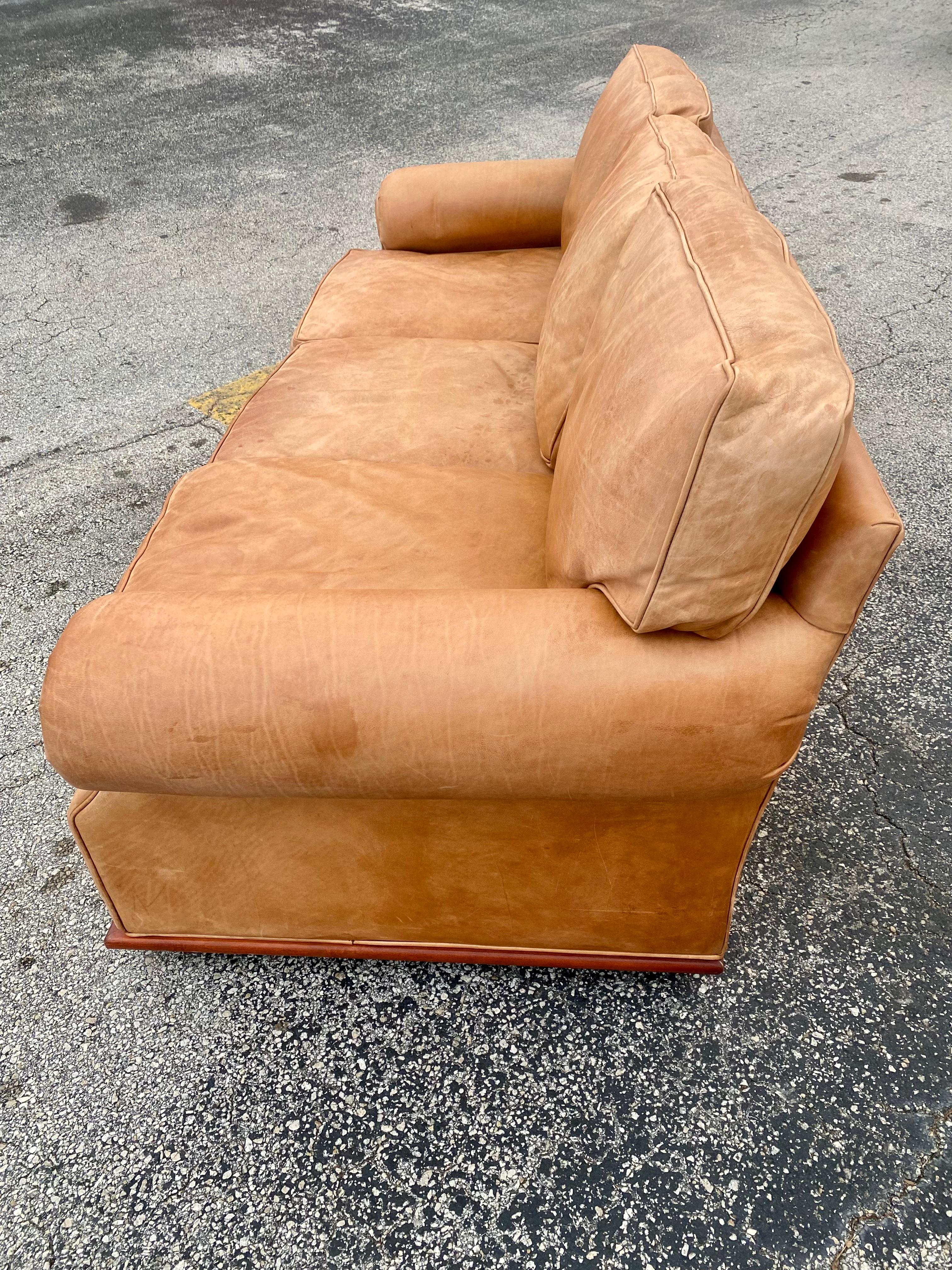 Henredon Ralph Lauren Saddle Leather Sofa For Sale 8