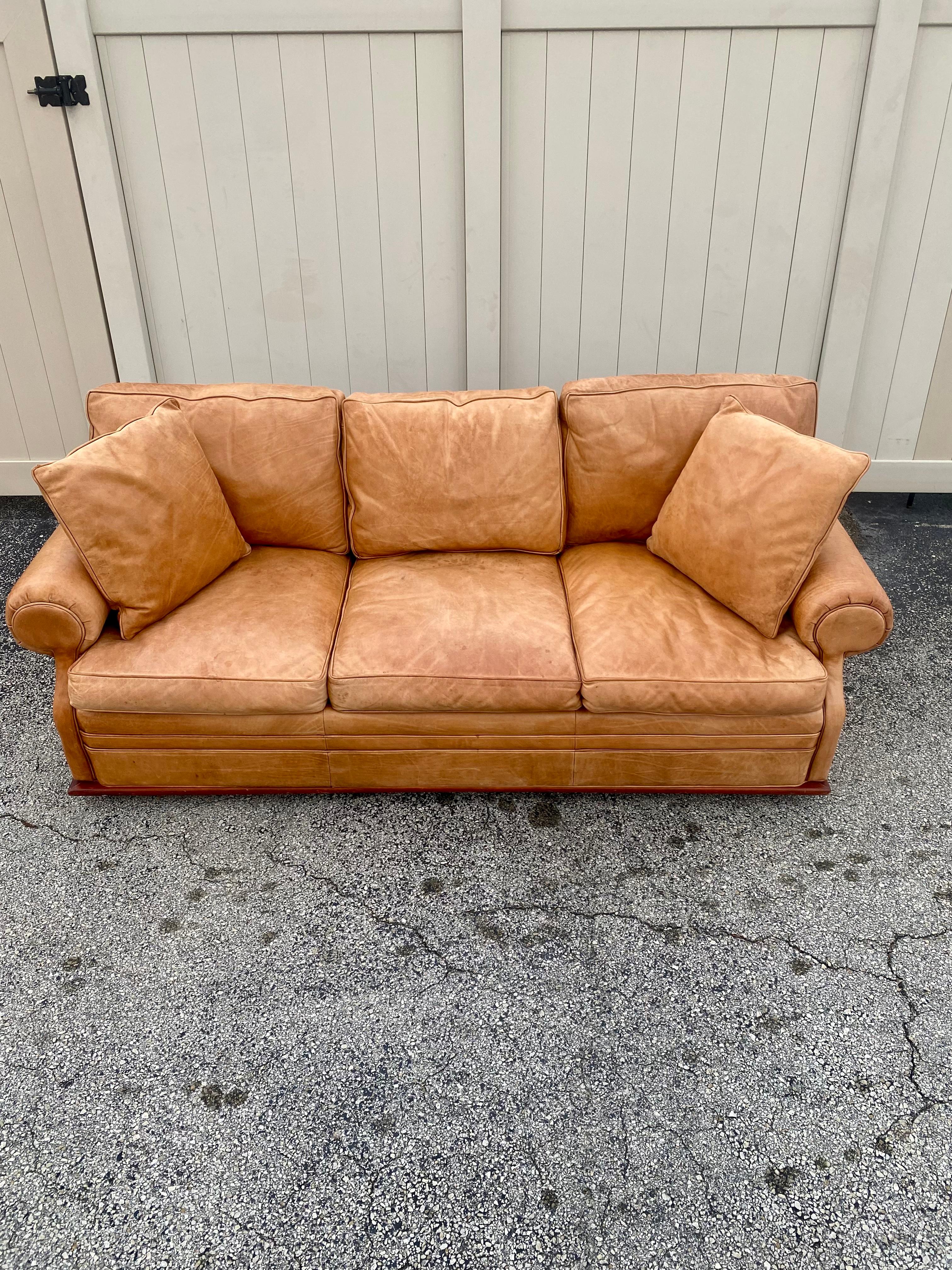 henredon leather sofa
