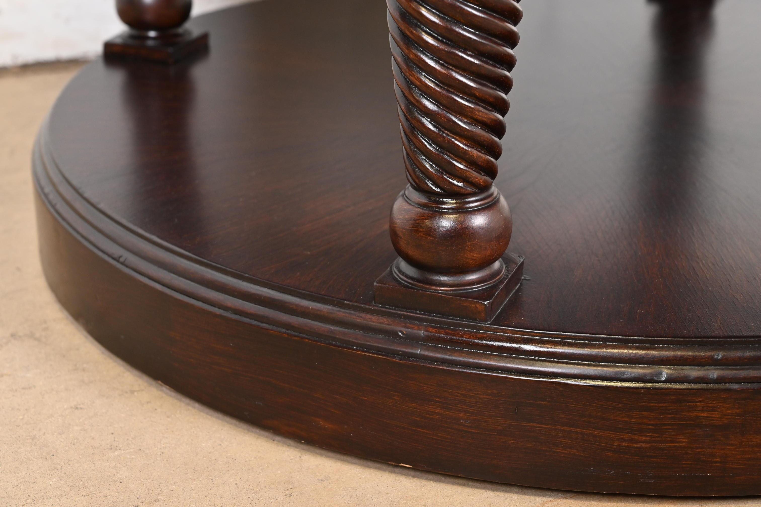Henredon Regency Carved Banded Mahogany Three-Tier Drum Side Table 6