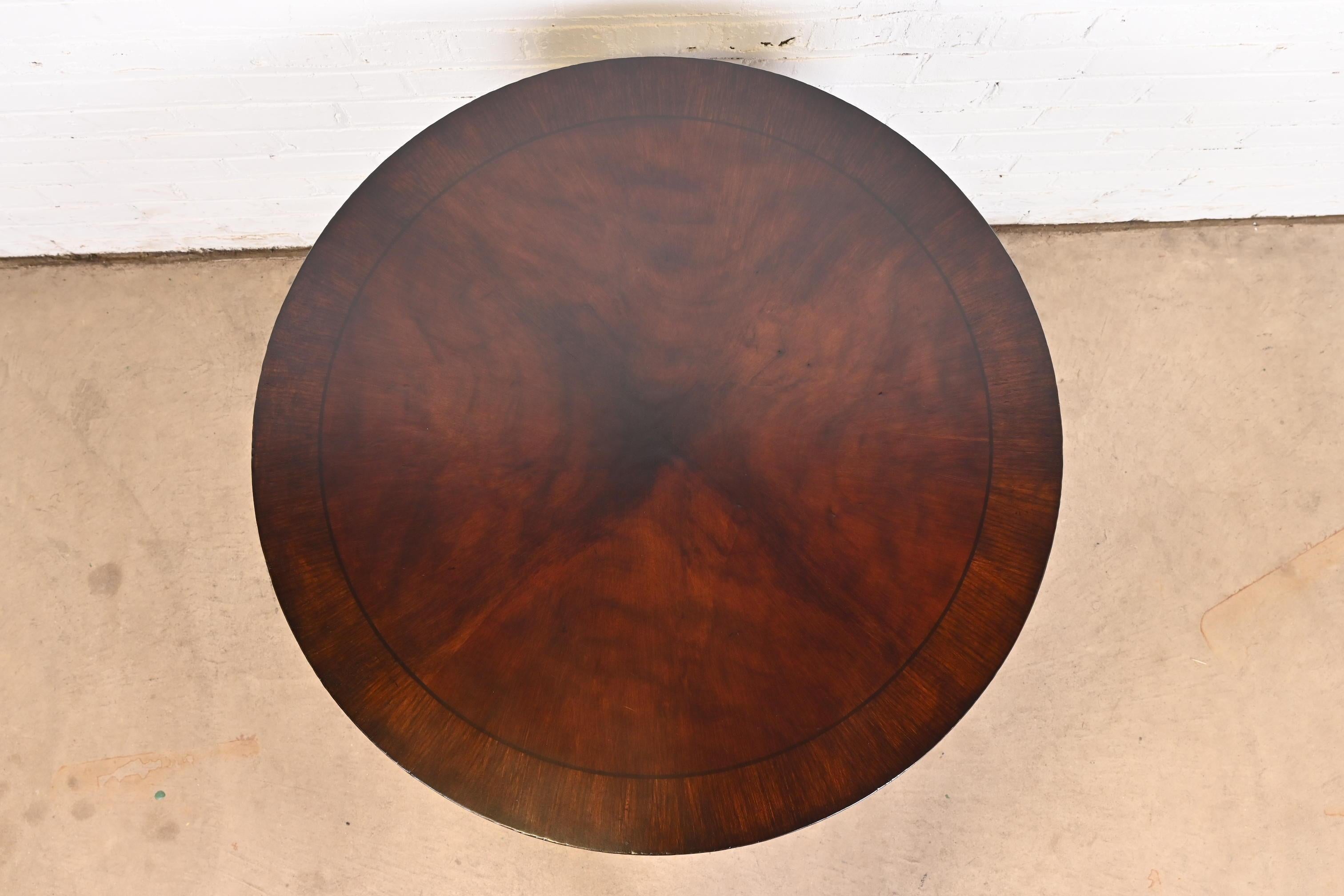 Henredon Regency Carved Banded Mahogany Three-Tier Drum Side Table 1