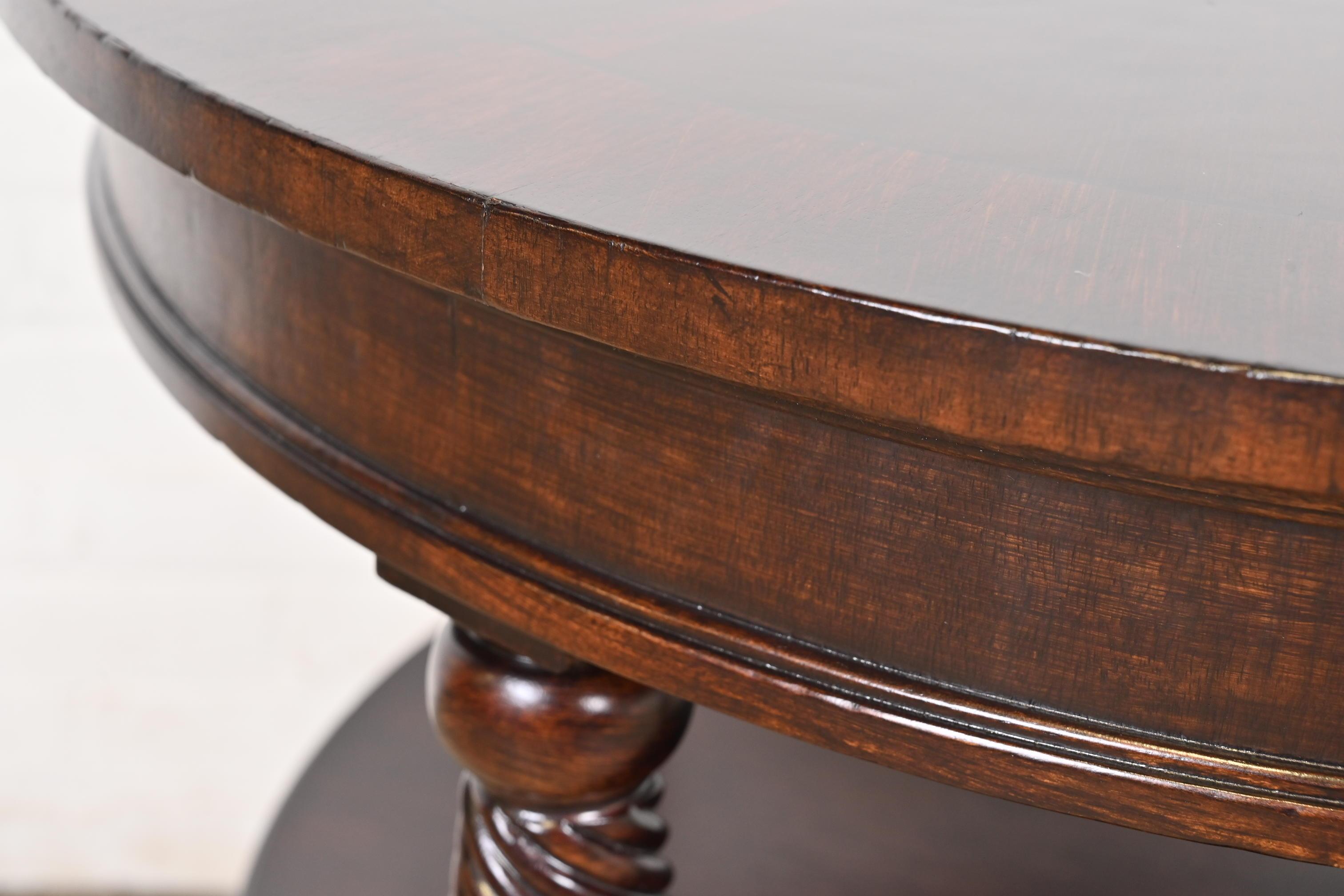 Henredon Regency Carved Banded Mahogany Three-Tier Drum Side Table 3