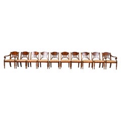 Henredon Regency Carved Flame Mahogany and Gold Gilt Dining Chairs, Set of Ten