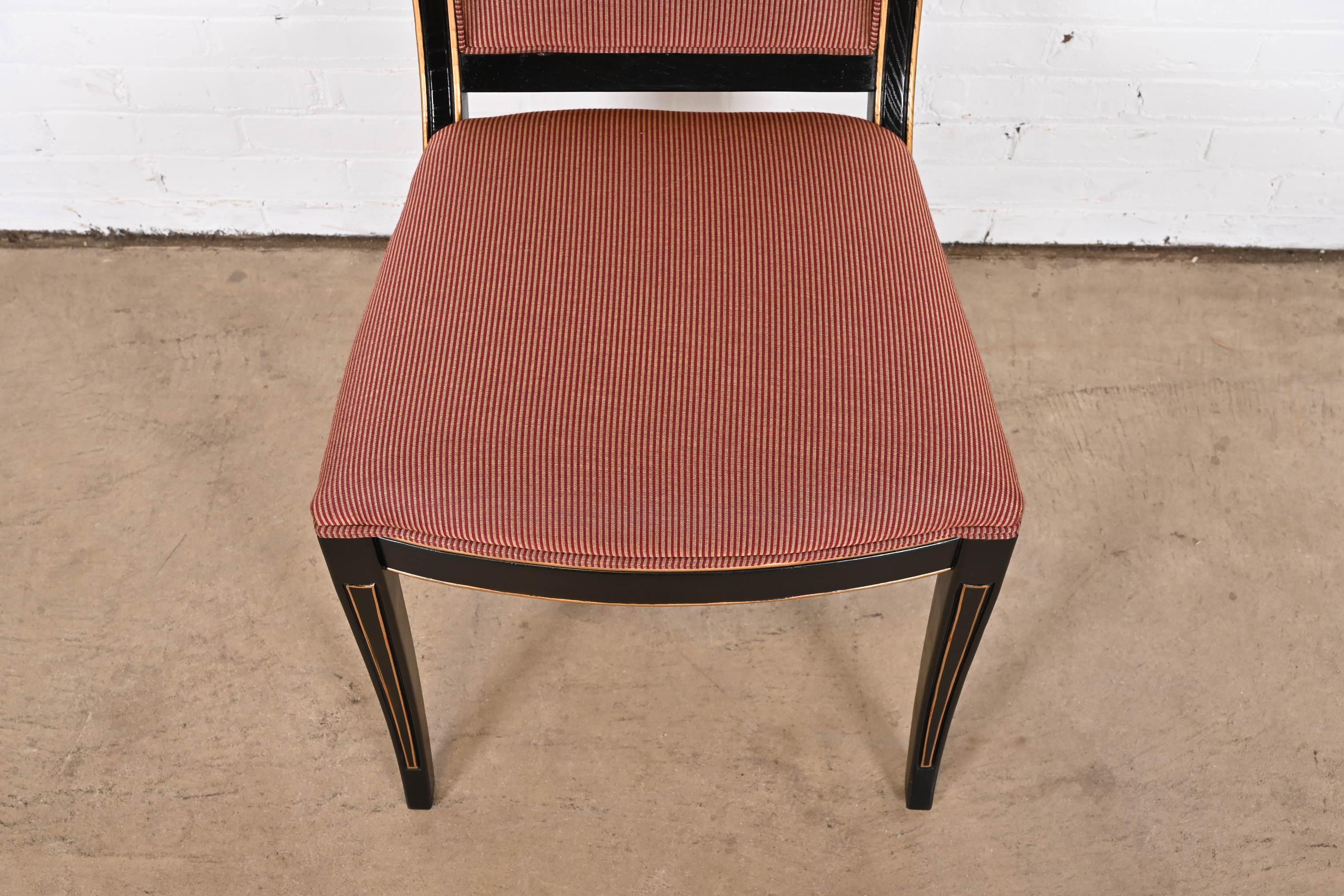 Henredon Regency Ebonized Dining Chairs, Set of Six 6