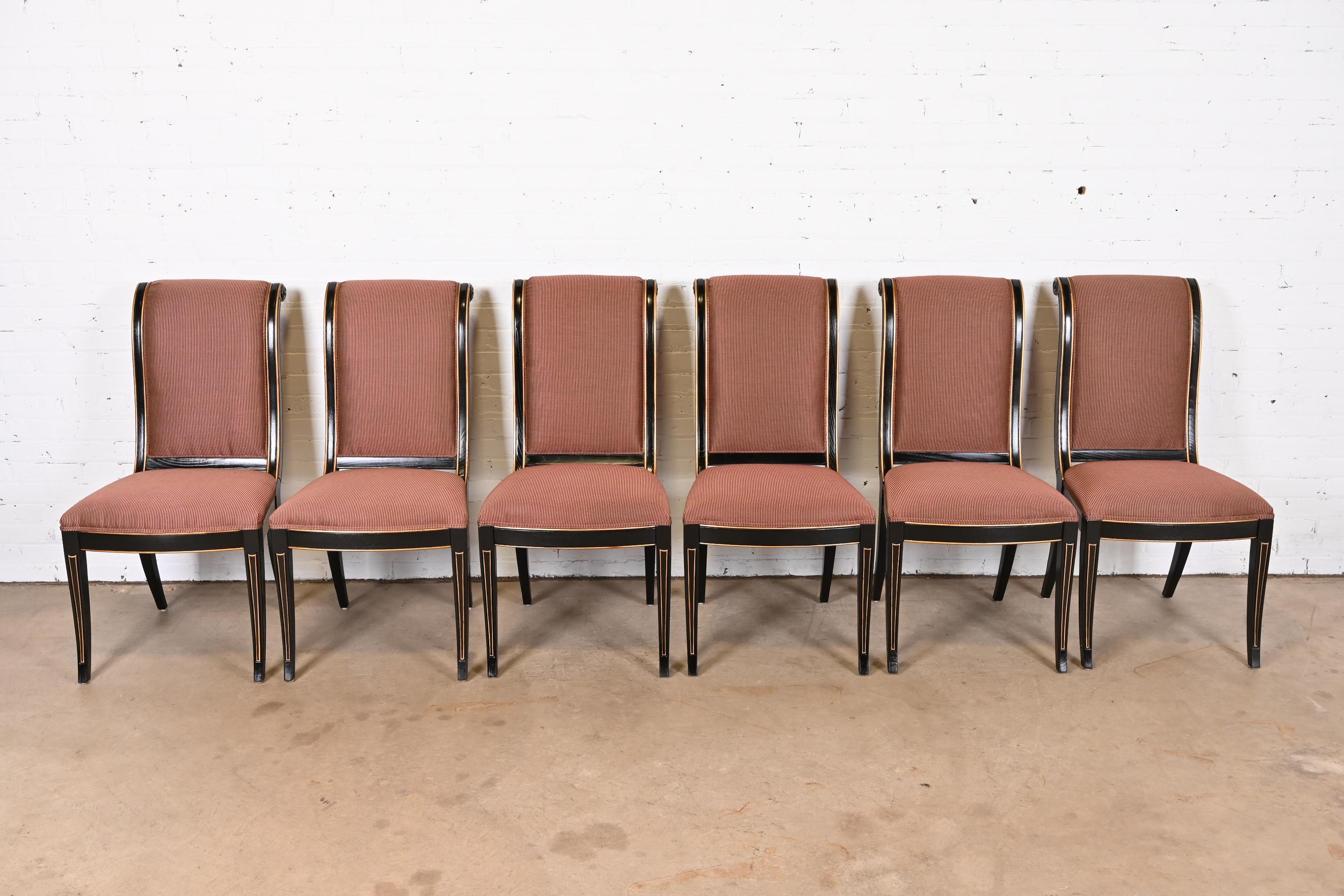 Henredon Regency Ebonized Dining Chairs, Set of Six In Good Condition In South Bend, IN