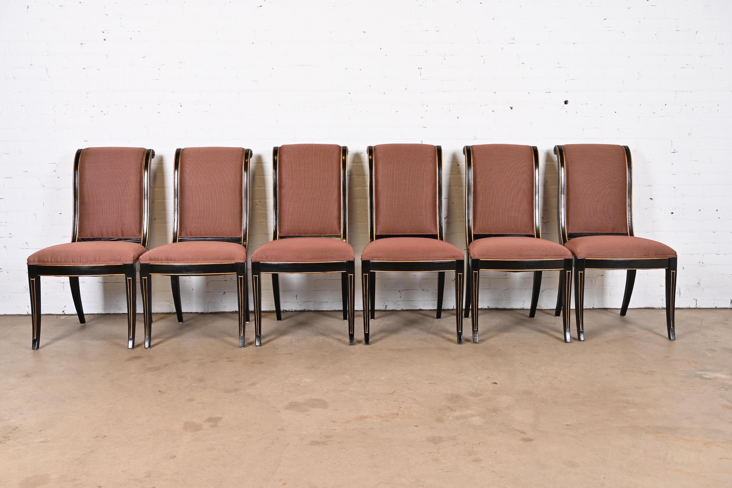 20th Century Henredon Regency Ebonized Dining Chairs, Set of Six
