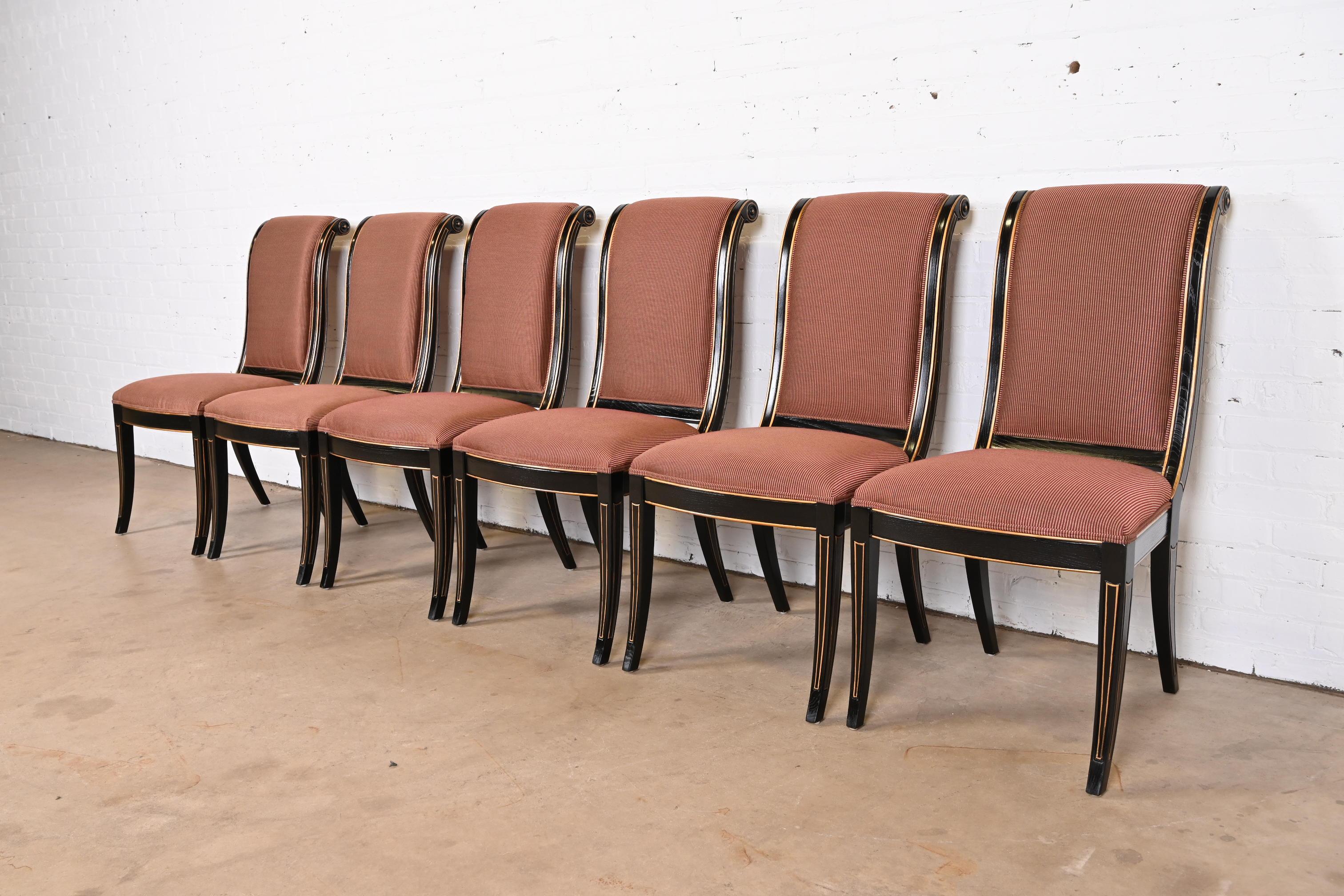 Henredon Regency Ebonized Dining Chairs, Set of Six 1
