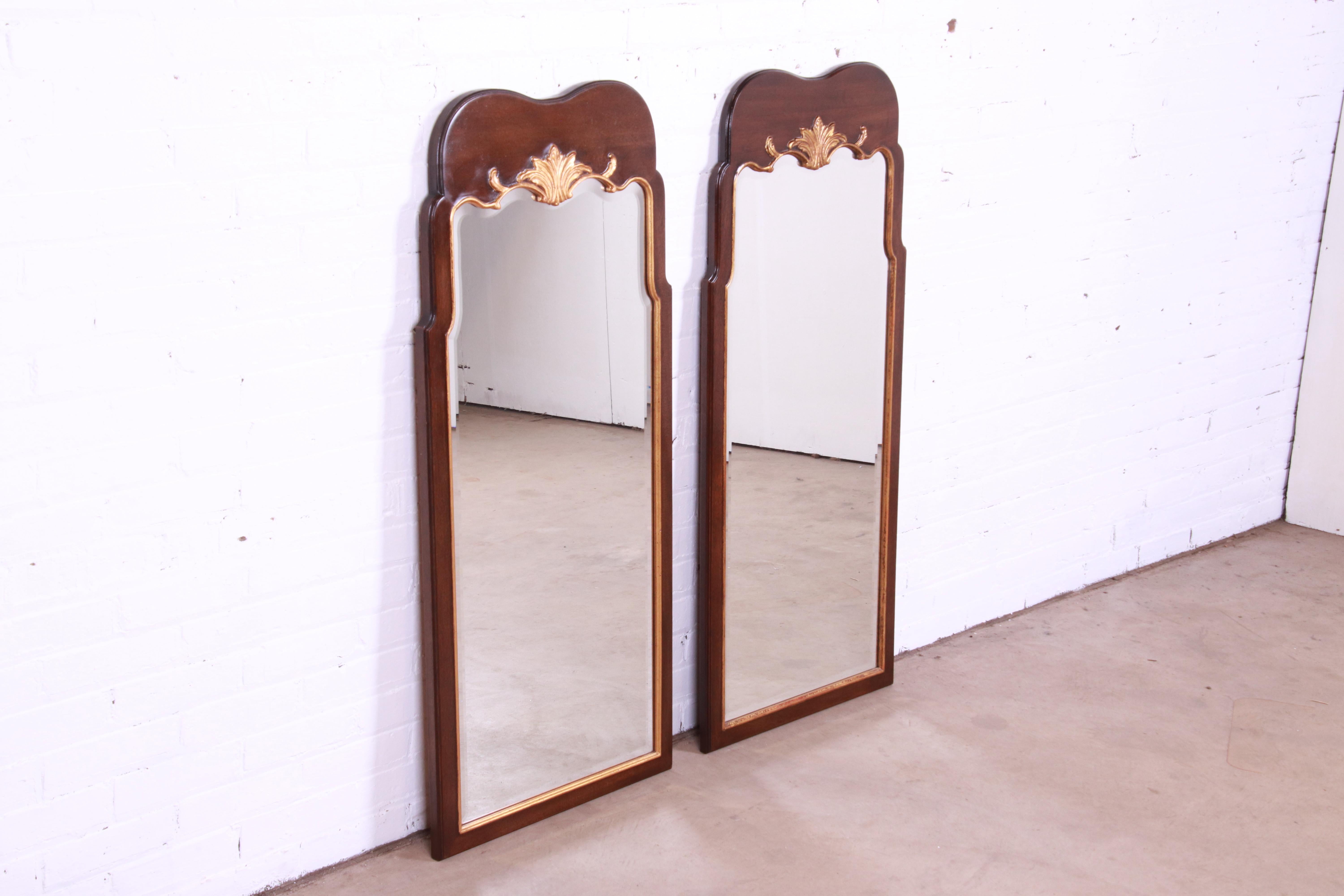Henredon Regency Mahogany and Gold Gilt Wall Mirrors, Pair In Good Condition In South Bend, IN