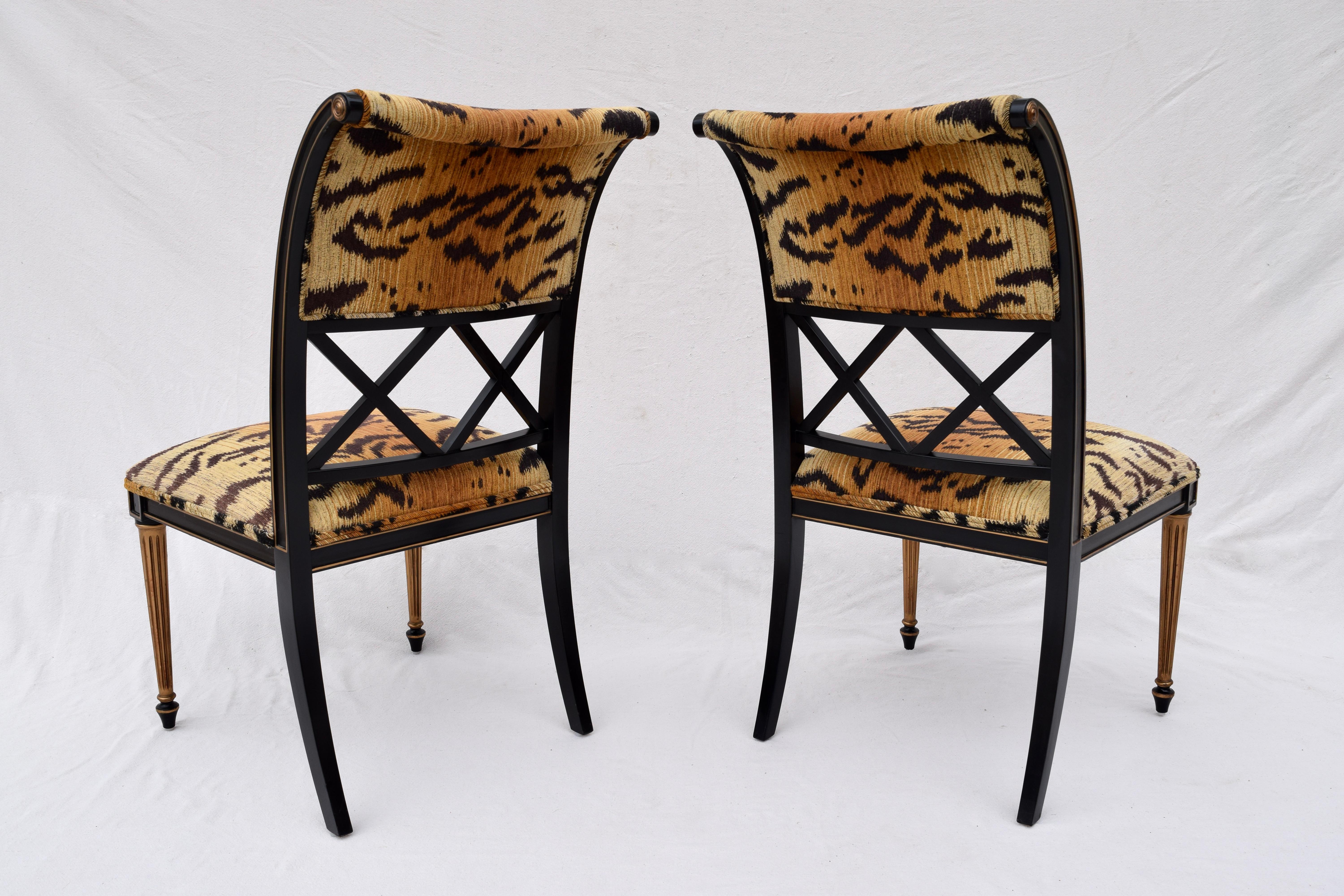Wood Henredon Regency Style Side Chairs in the Manner of Dorothy Draper