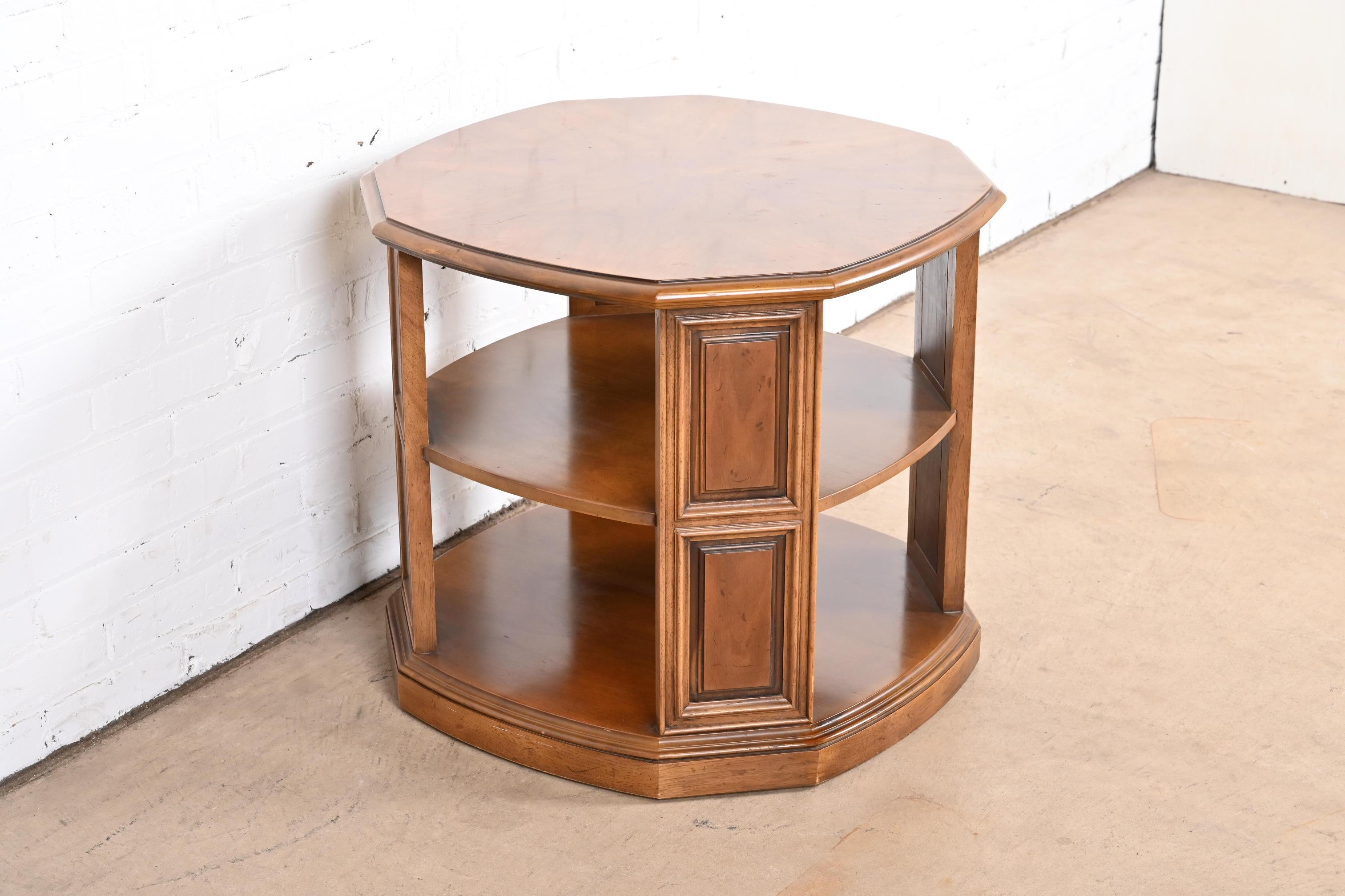 Walnut Henredon Regency Style Three-Tier Occasional Side Table For Sale