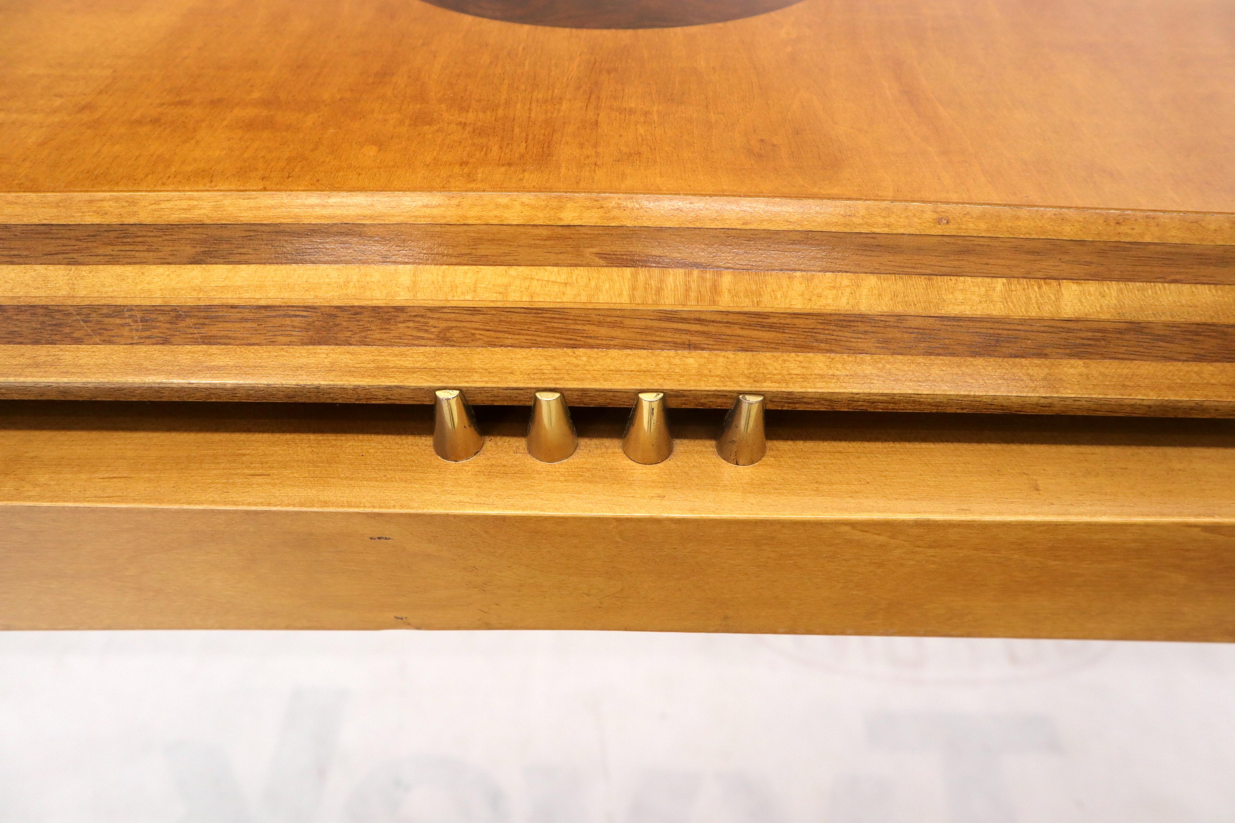 burled wood console