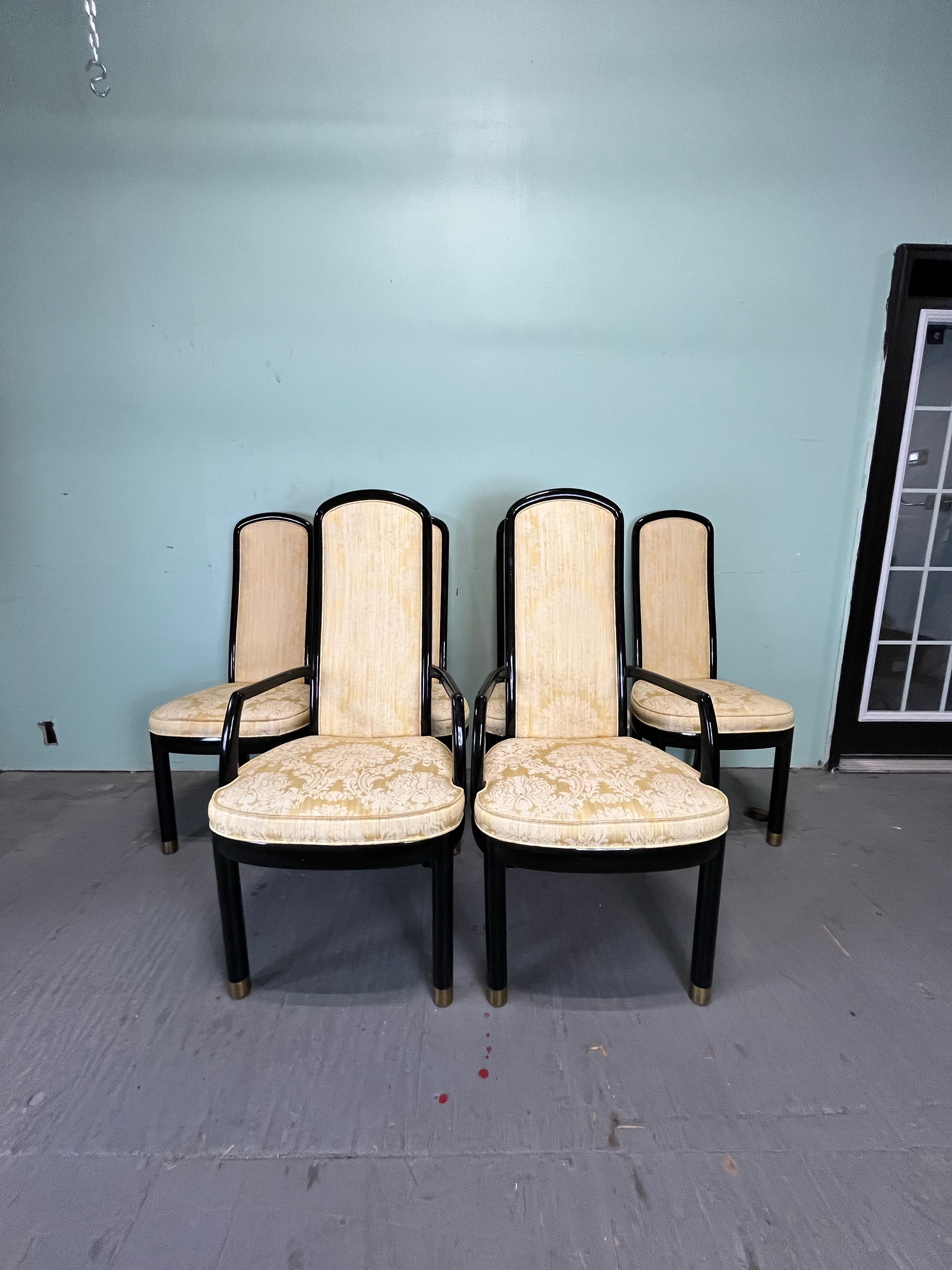 American Henredon Scene 3 Lacquer Dining Chairs Set of 8 For Sale