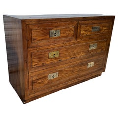Henredon Scene One Walnut 4 Drawer Campaign style Commode