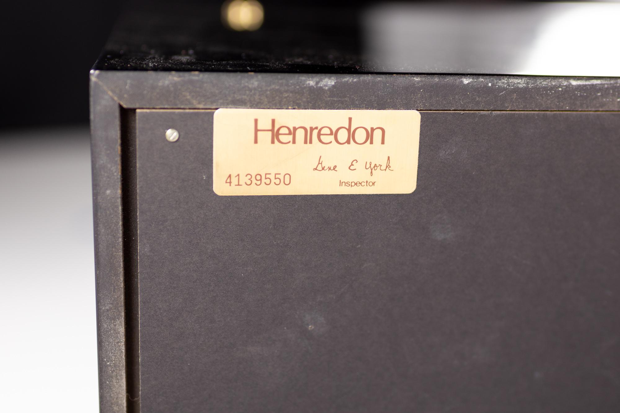 Henredon Scene Three Mid Century Walnut and Brass Ebonized Headboard For Sale 8