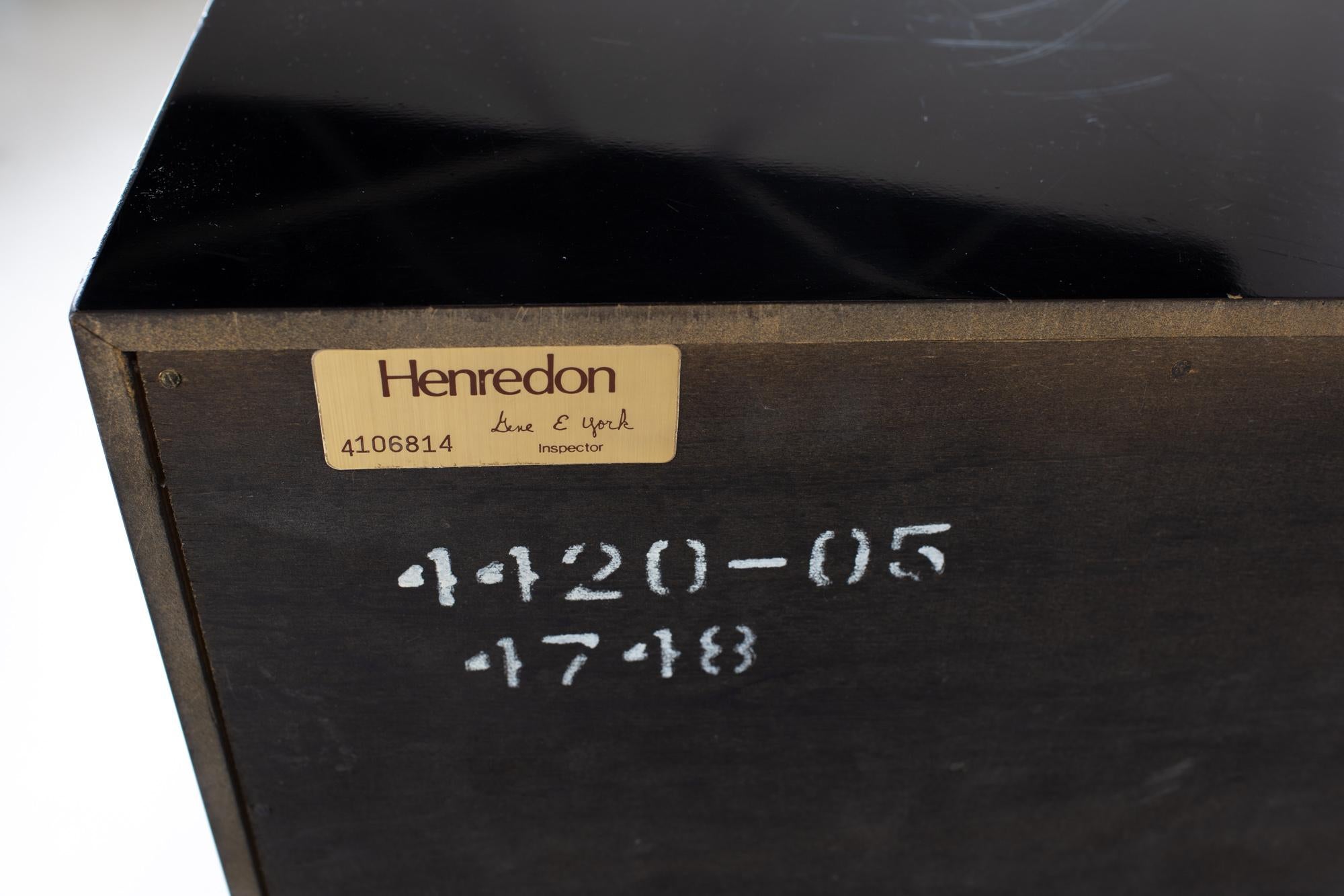 Henredon Scene Three Mid Century Walnut and Brass Ebonized Highboy Dresser 8
