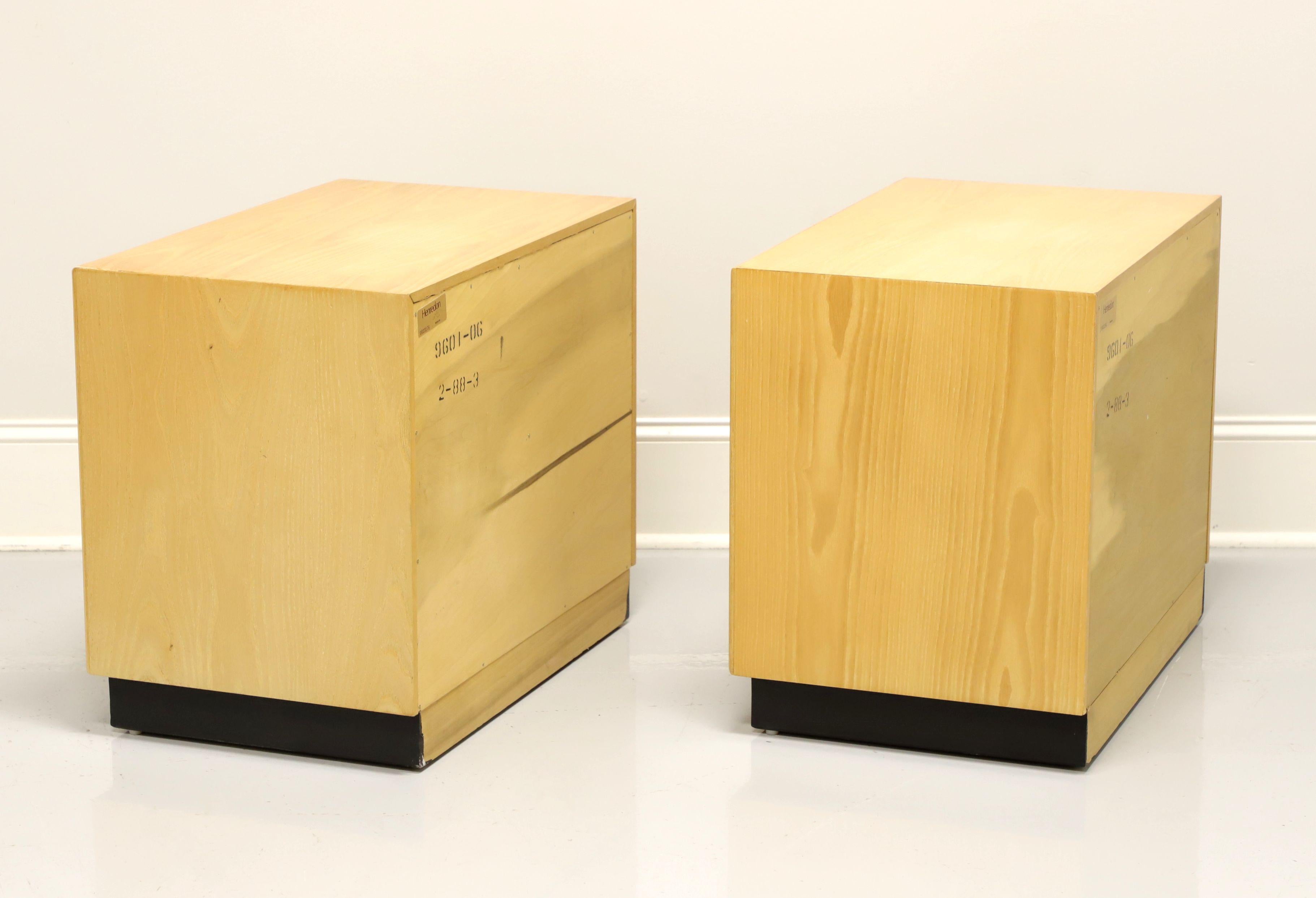 HENREDON Scene Two Art Deco Olive Wood Nightstands / Bedside Chests - Pair In Good Condition In Charlotte, NC