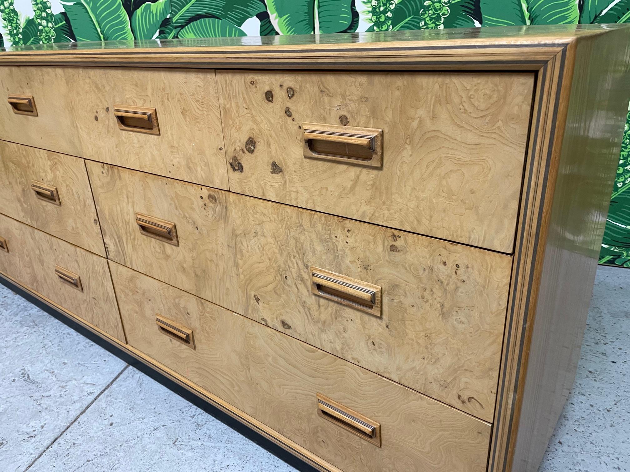 burl wood chest of drawers