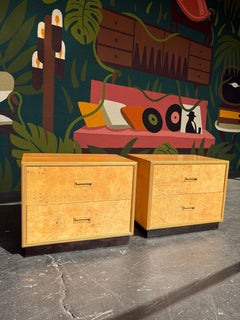 Henredon Scene Two Burlwood Nightstands, A Pair