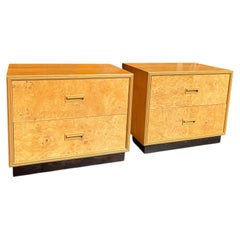 Henredon Scene Two Burlwood Nightstands, A Pair