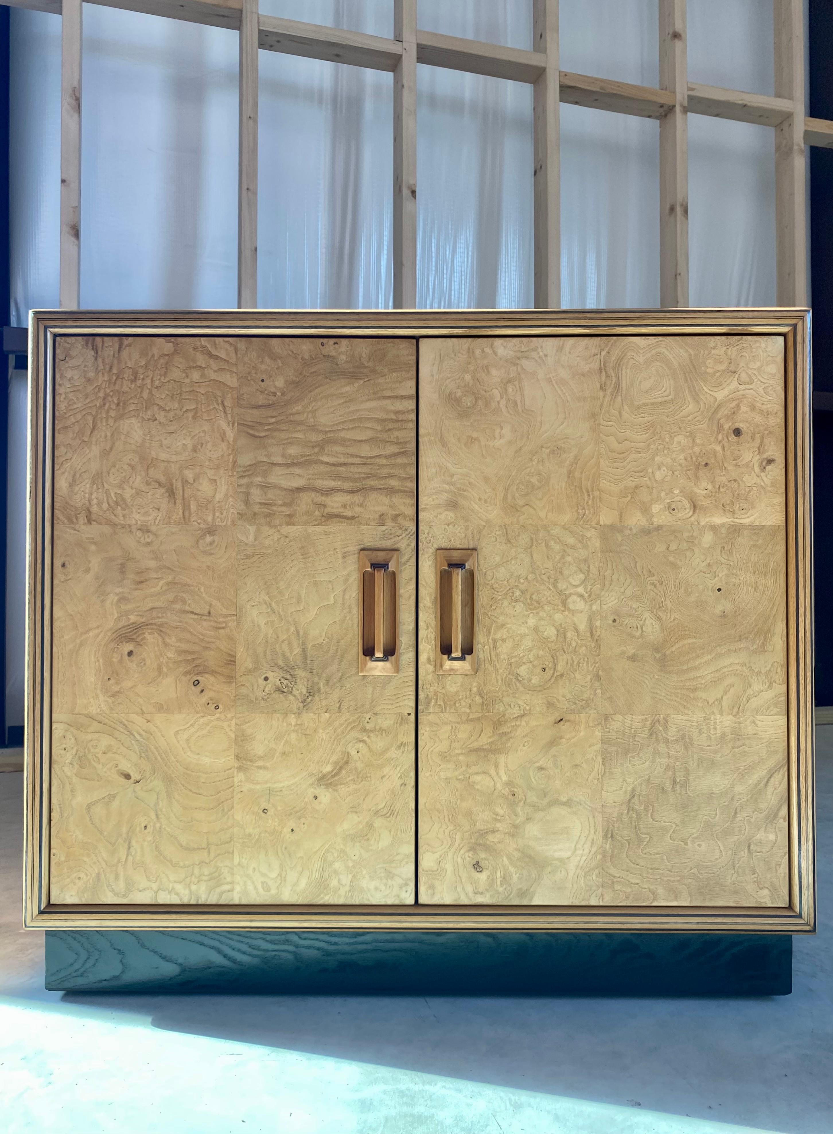 Henredon Scene Two Olive Burl Cabinets, A Pair For Sale 8