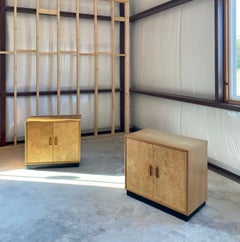 Henredon Scene Two Cabinets, Olive Burl Wood, Post-Modern Design, 1986