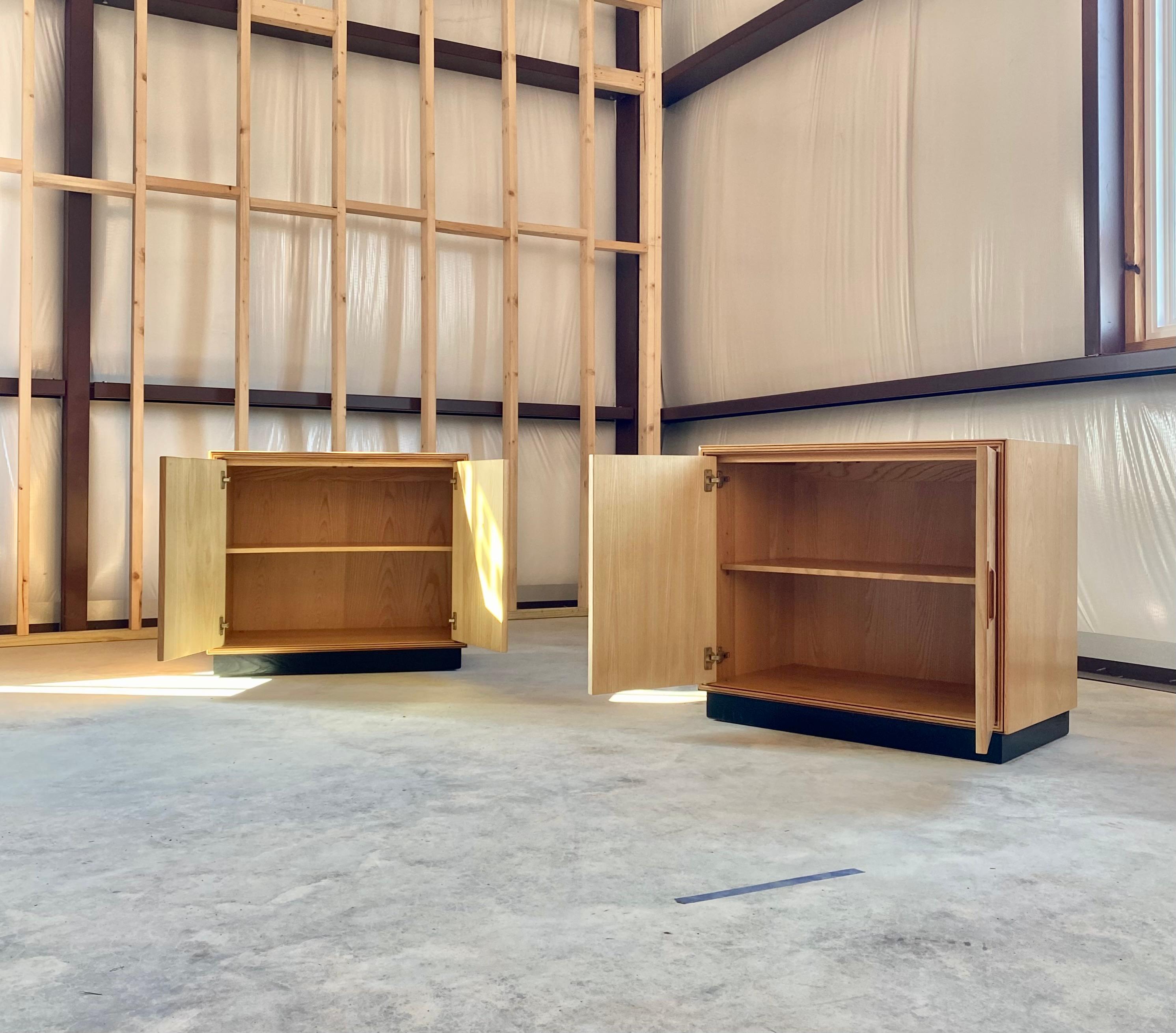 20th Century Henredon Scene Two Olive Burl Cabinets, A Pair For Sale