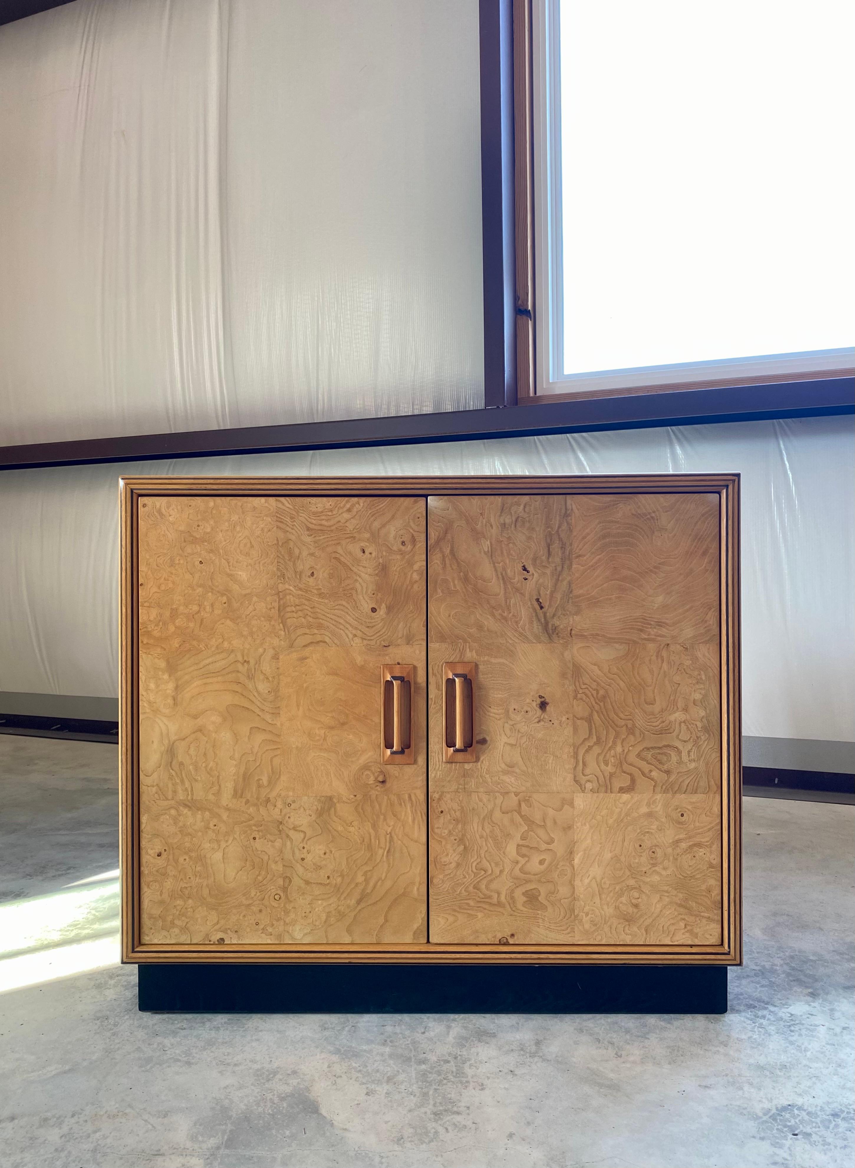 Henredon Scene Two Olive Burl Cabinets, A Pair For Sale 2