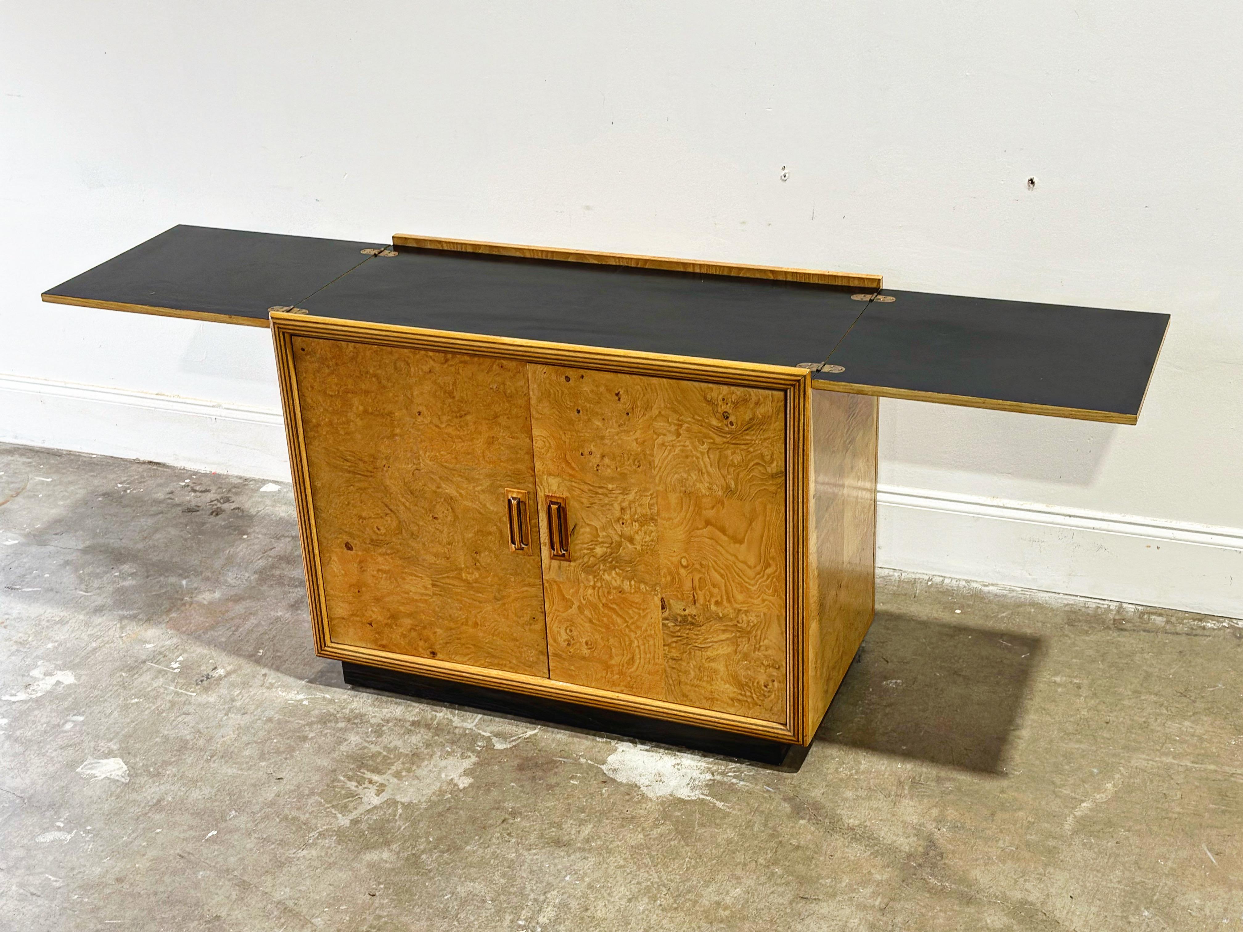 Henredon Scene Two Server Cabinet - Burl Wood - Convertible Serving Console Bar 3