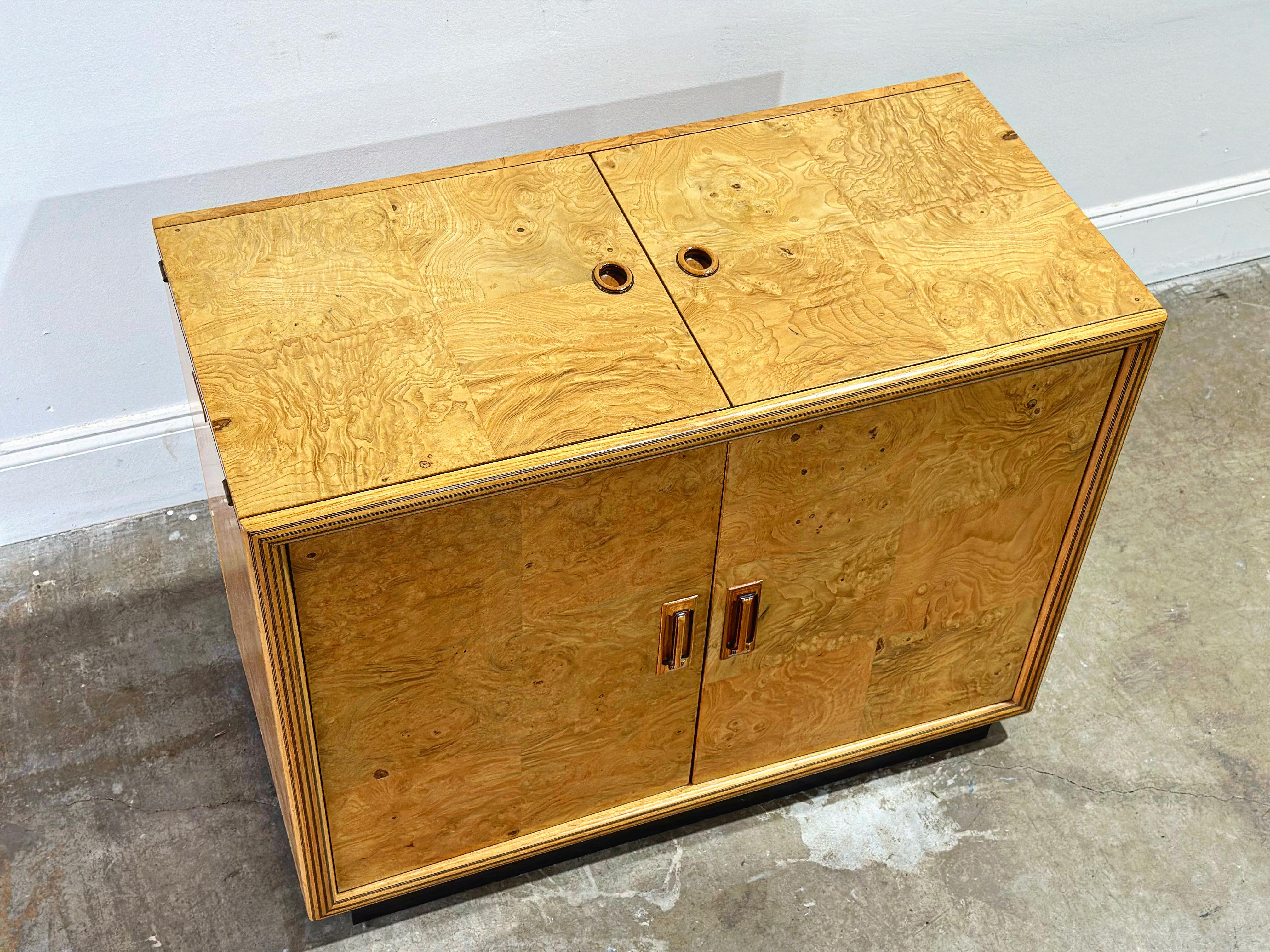 Henredon Scene Two Server Cabinet - Burl Wood - Convertible Serving Console Bar 7