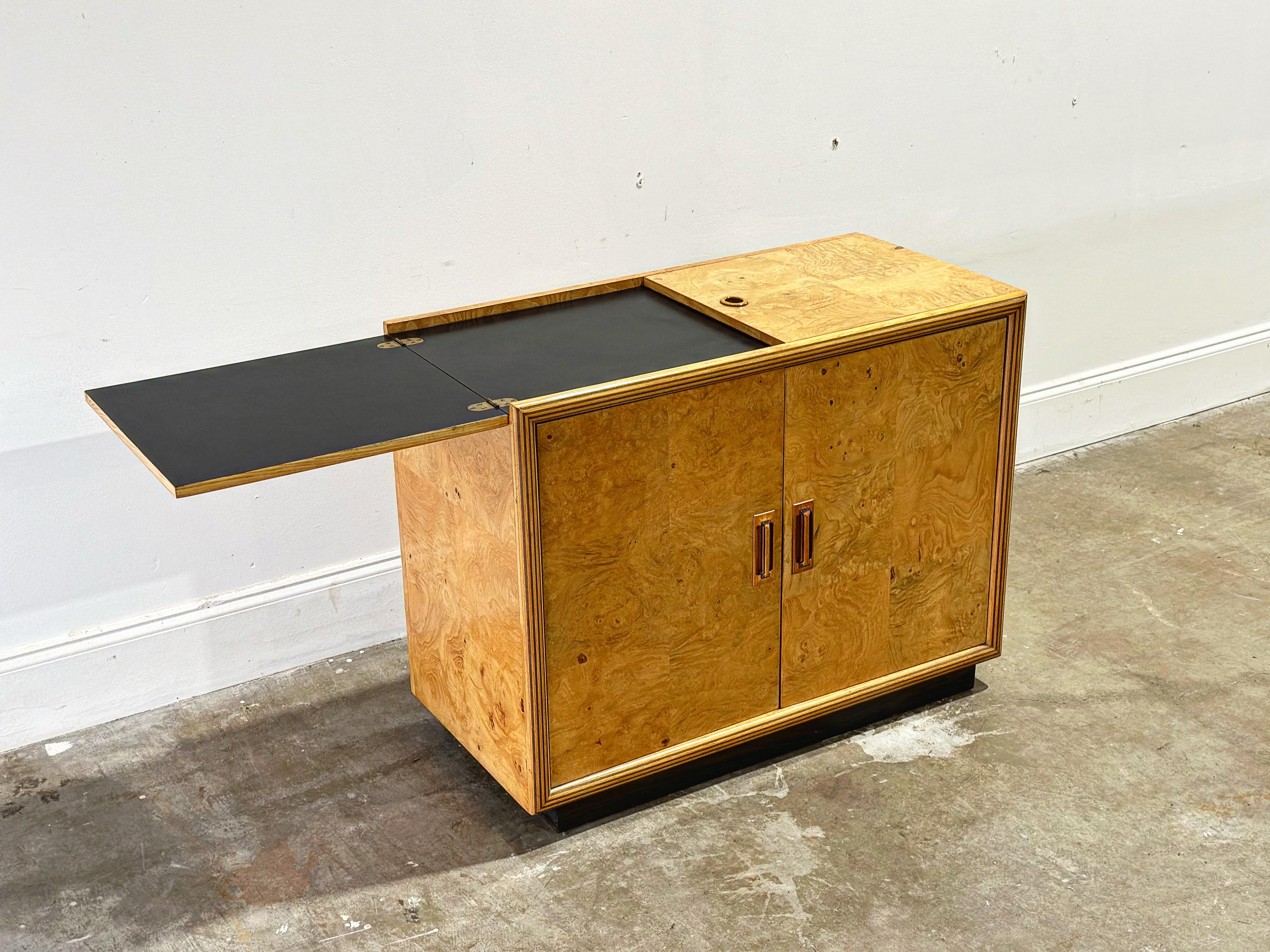 American Henredon Scene Two Server Cabinet - Burl Wood - Convertible Serving Console Bar