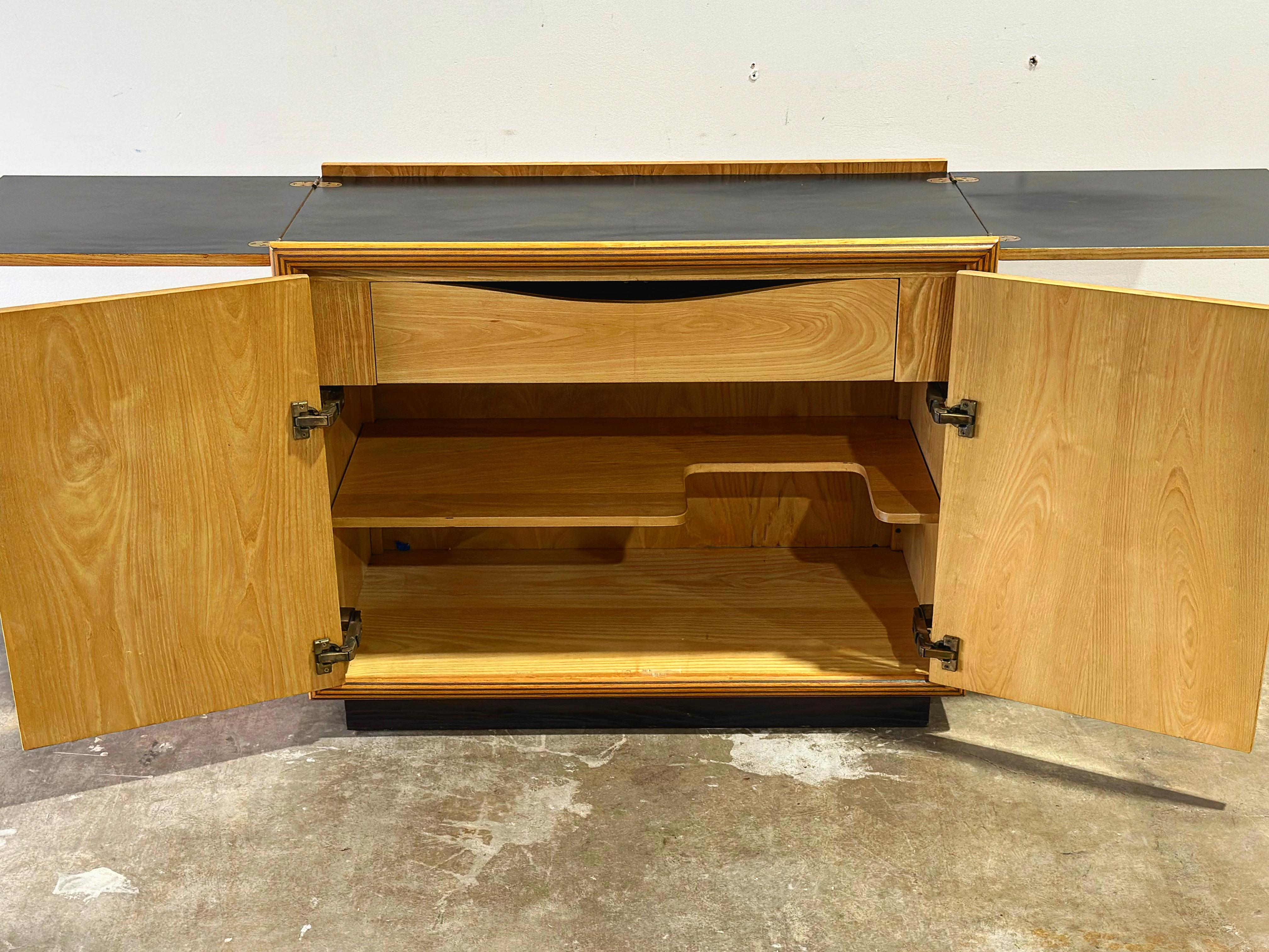 Ash Henredon Scene Two Server Cabinet - Burl Wood - Convertible Serving Console Bar