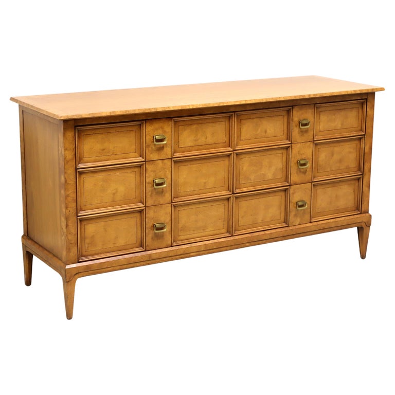 HENREDON Sequent Mid Century Burlwood Double Dresser at 1stDibs