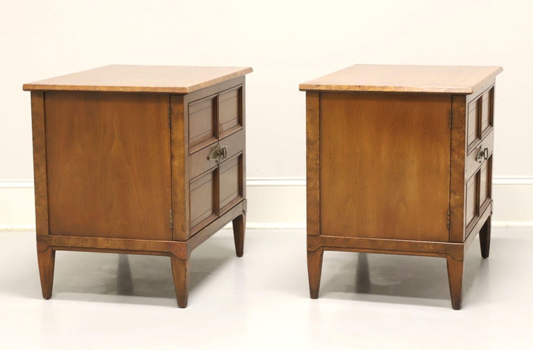 HENREDON Sequent Mid Century Burlwood Nightstands Pair at 1stDibs