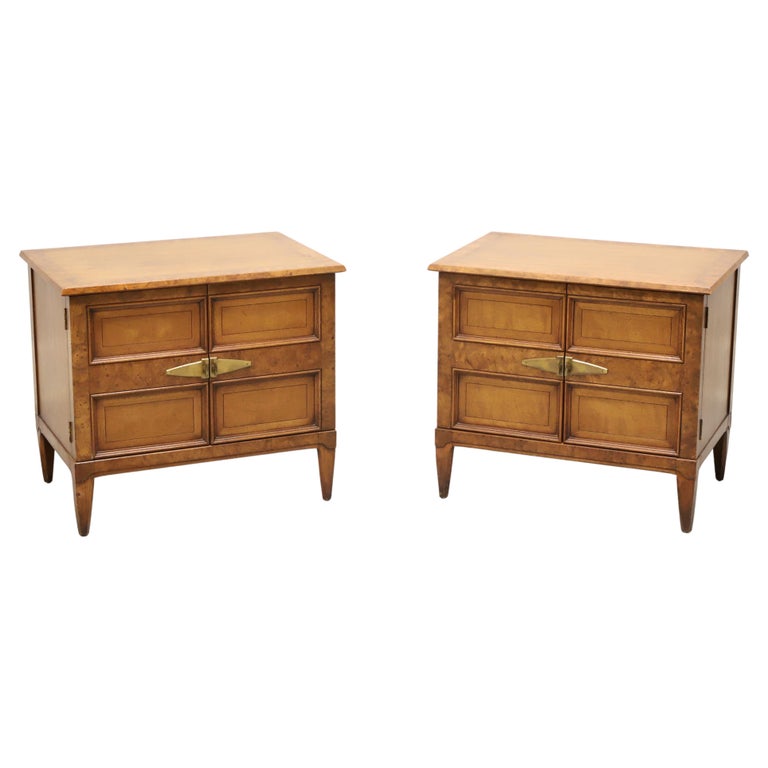 HENREDON Sequent Mid Century Burlwood Nightstands Pair at 1stDibs