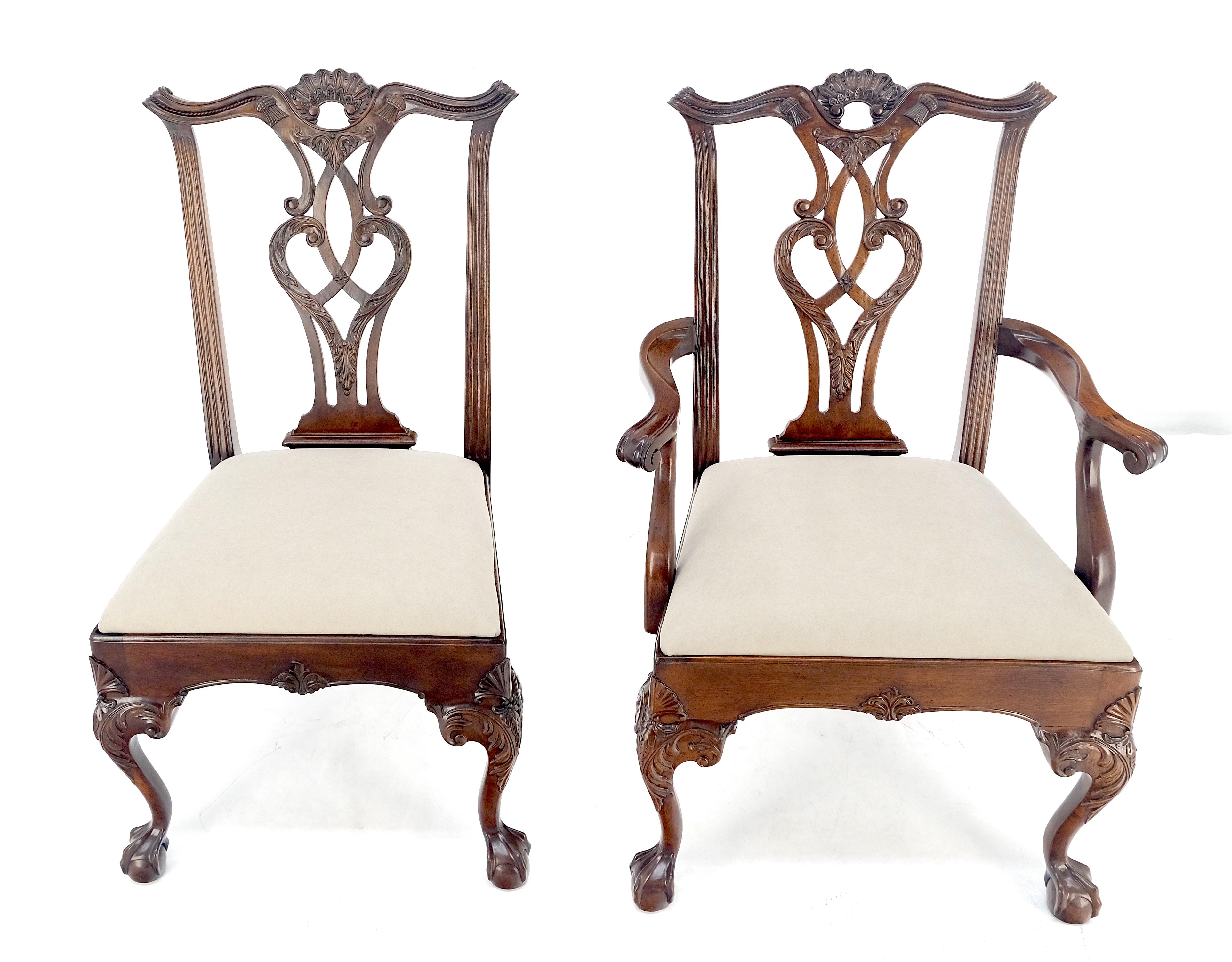 Ensemble Henredon de 10 chaises de salle à manger de style Chippendale en acajou à boules et griffes MINT ! en vente 4