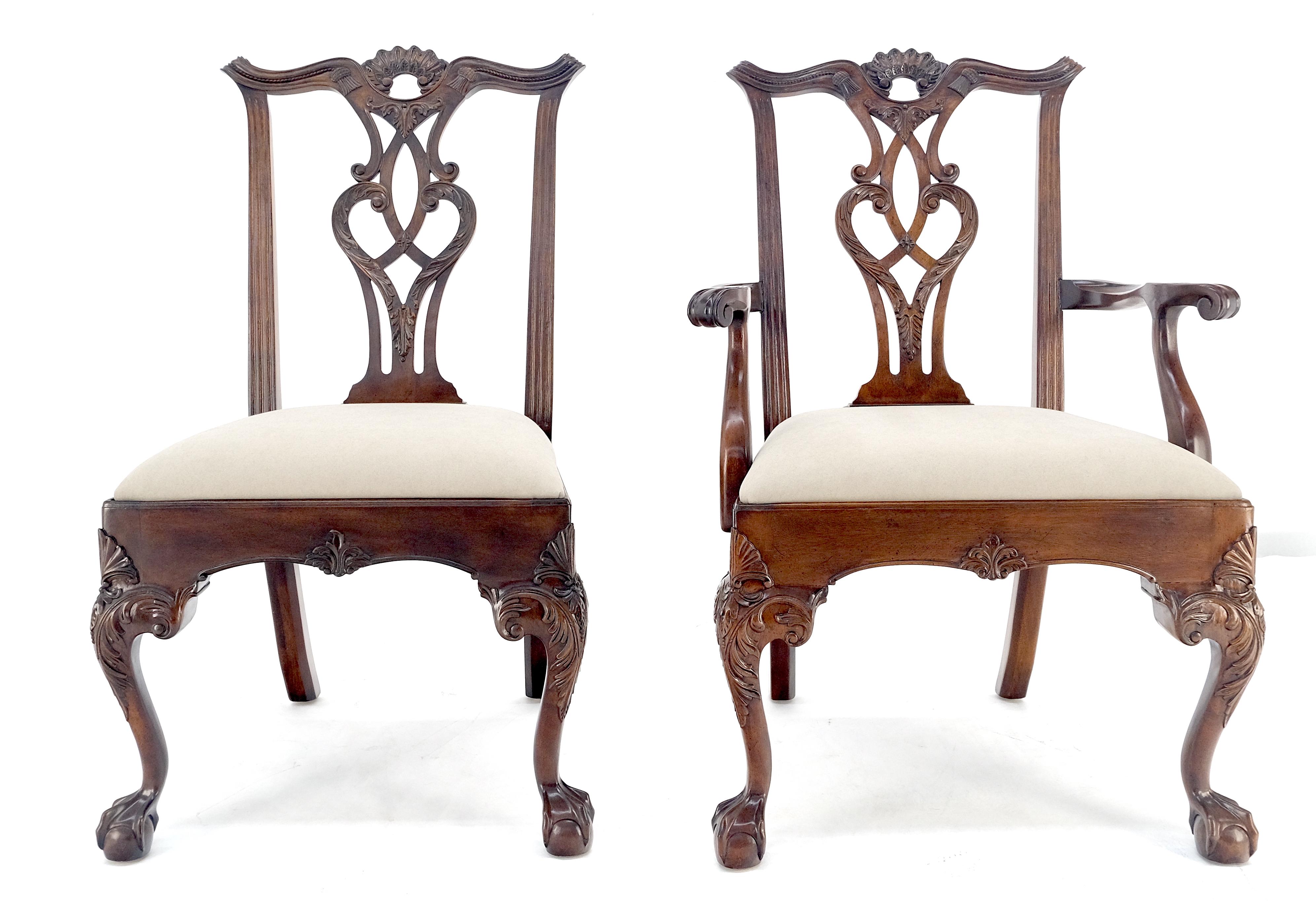 Ensemble Henredon de 10 chaises de salle à manger de style Chippendale en acajou à boules et griffes MINT ! en vente 5