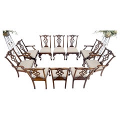 Henredon Juego de 10 Sillas de Comedor de Caoba Estilo Chippendale Ball and Claw ¡MENTE!