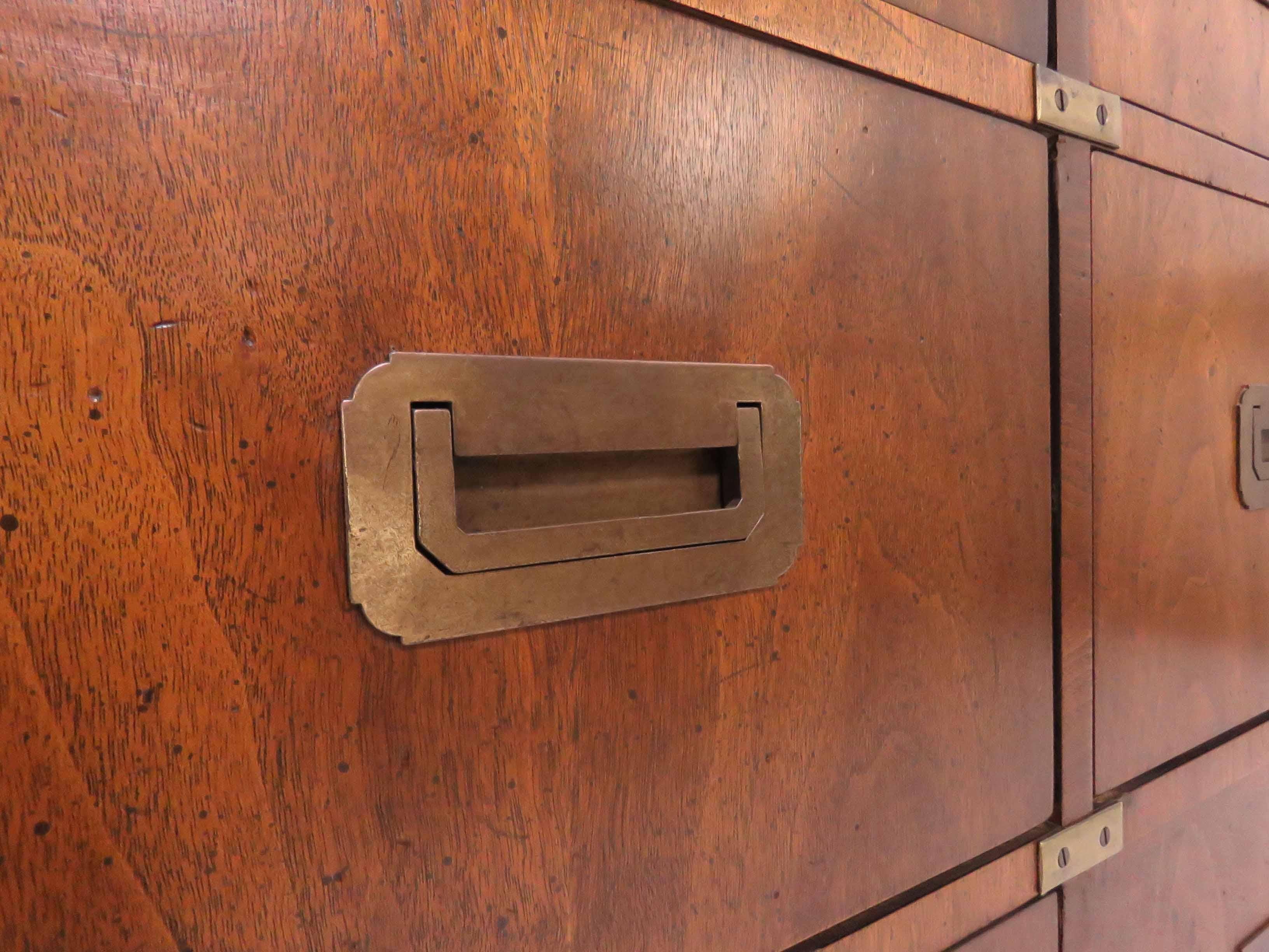 Henredon Six-Drawer Mahogany Campaign Dresser, circa 1960s In Good Condition In Peabody, MA