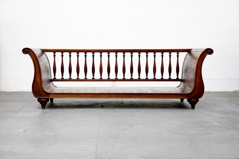Henredon Sleigh Daybed or Sofa with Spindle Back and Rolled Arms