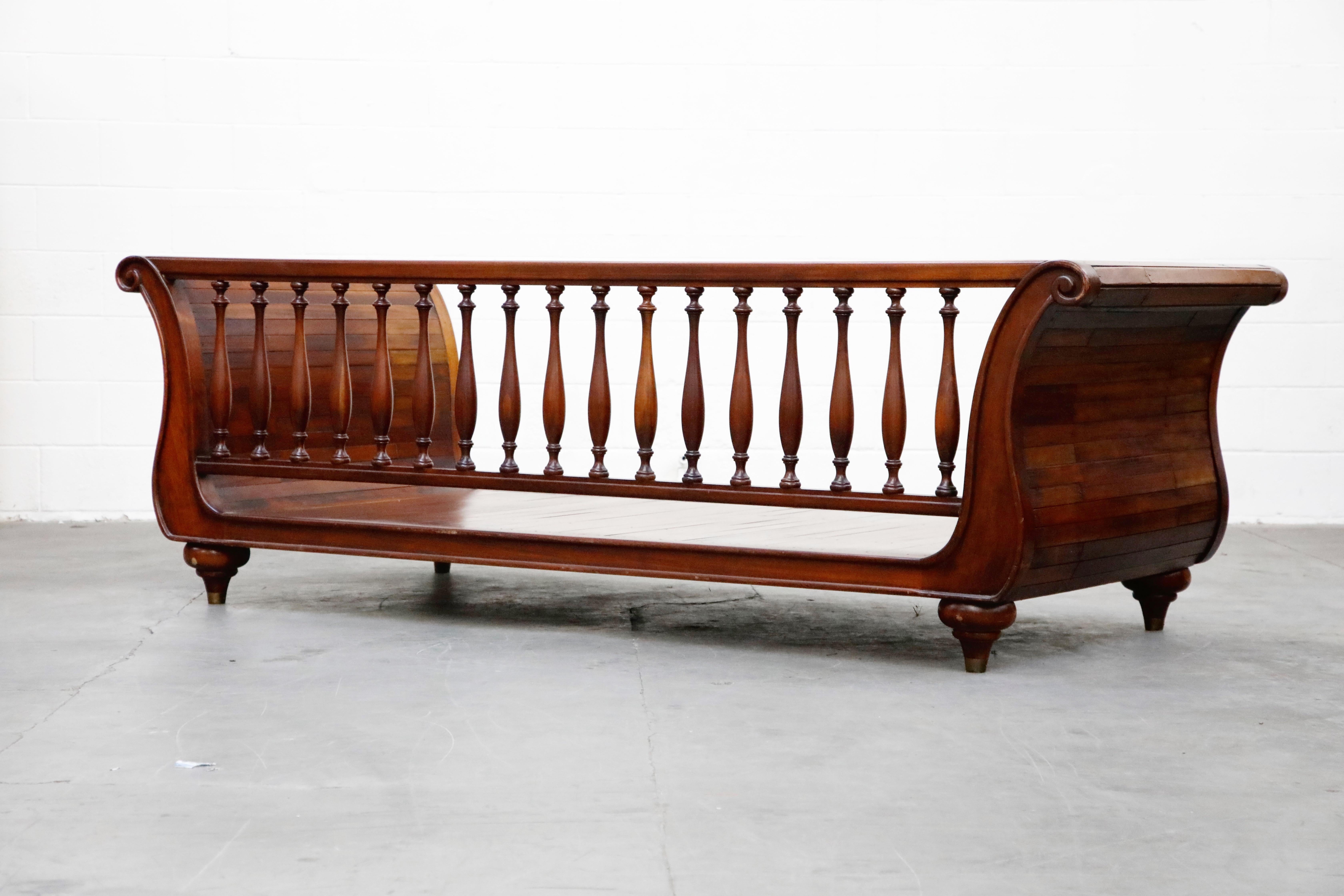 American Henredon Sleigh Daybed or Sofa with Spindle Back and Rolled Arms, Signed