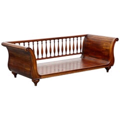 Henredon Sleigh Daybed or Sofa with Spindle Back and Rolled Arms, Signed