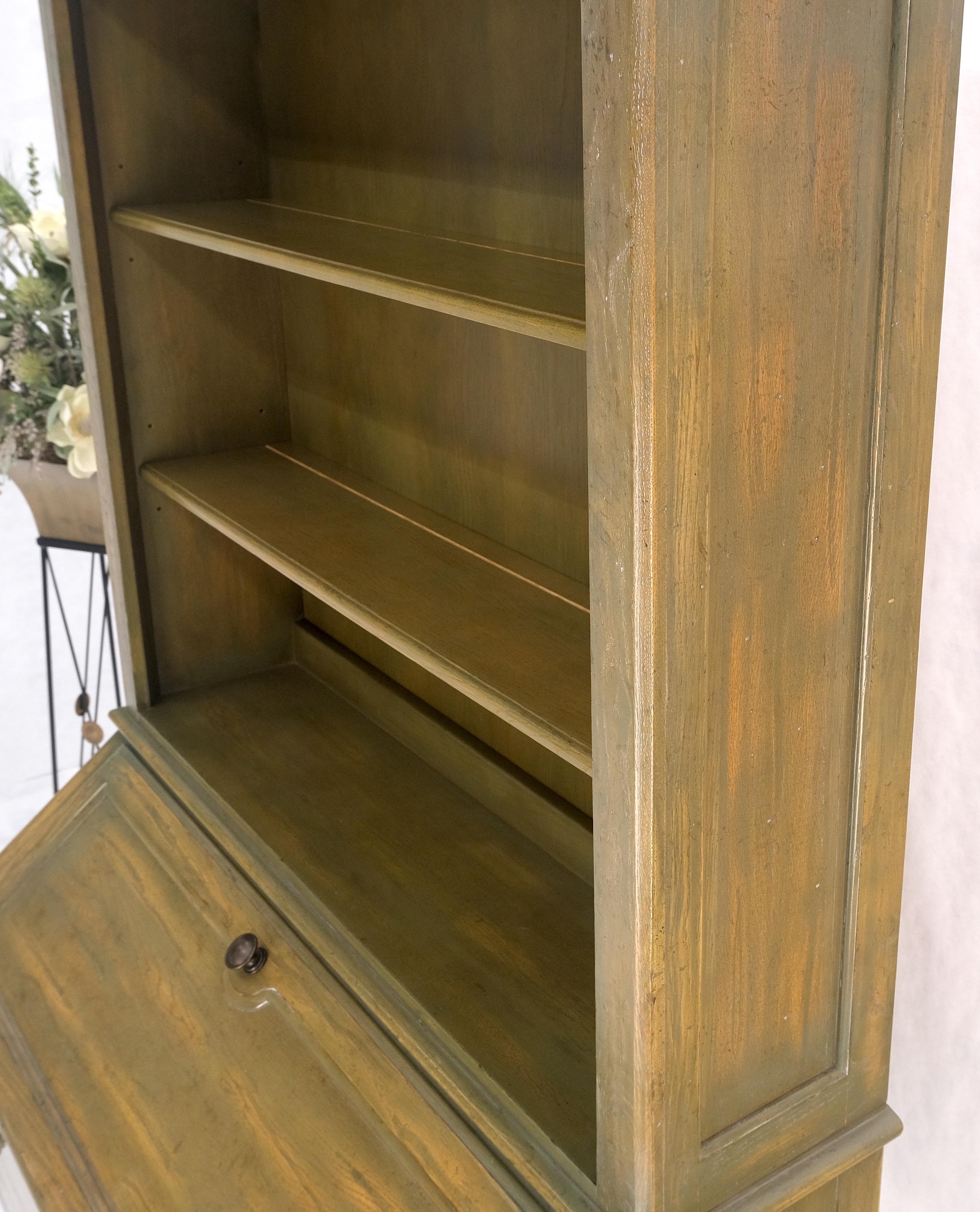 Henredon Solid Oak Olive Finish Wide Open Bookcase Secretary Desk Country French For Sale 6